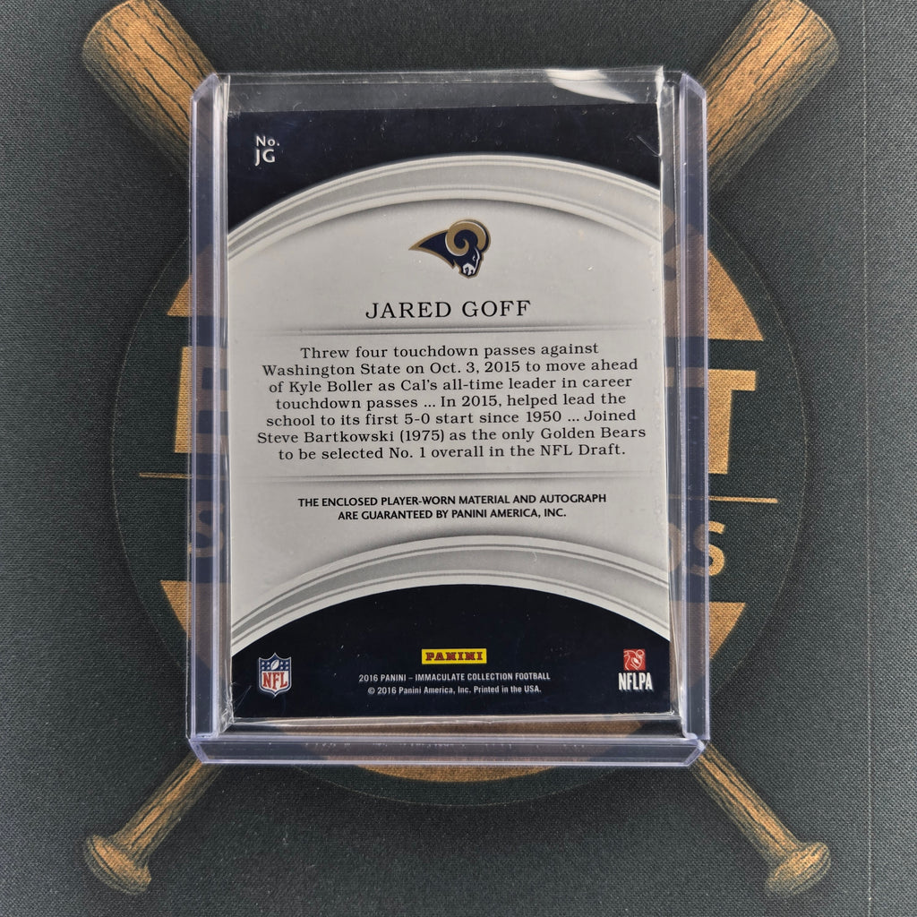 2016 Panini Immaculate Jared Goff Rookie Patch Auto
