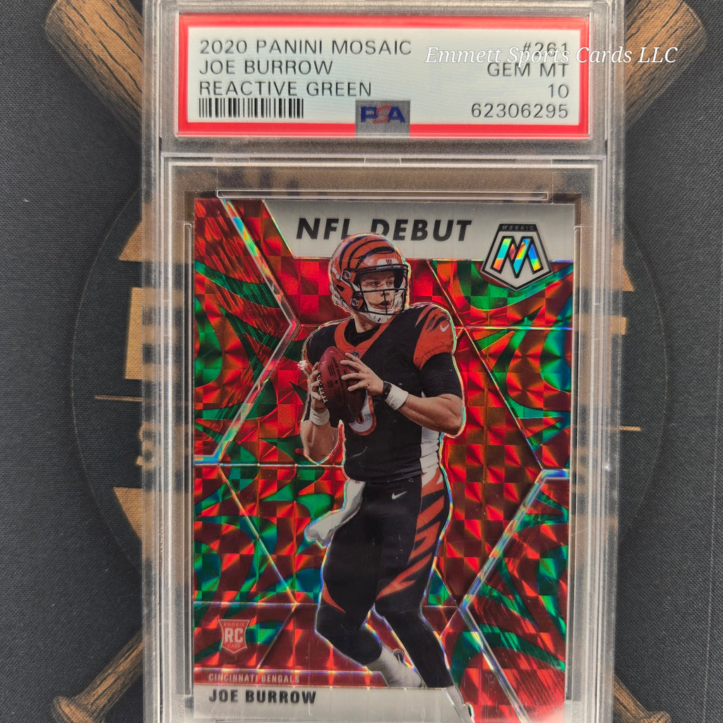 2020 Panini Mosaic Joe Burrow Reactive Green Rookie | The Break Room Cards-1