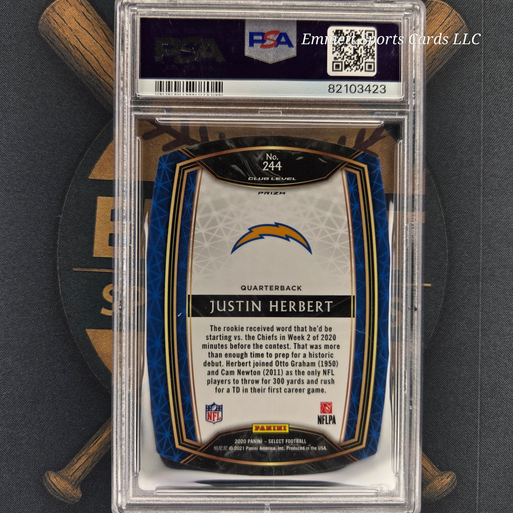 2020 Panini Select Justin Herbert Rookie Die-Cut Purple Prizm PSA 9 | The Break Room Cards™ -2