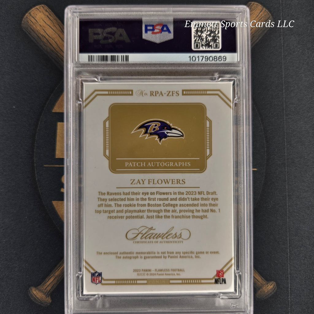 2023 Flawless Zay Flowers Rookie Patch Silver Auto PSA 9 | The Break Room Cards™ -2