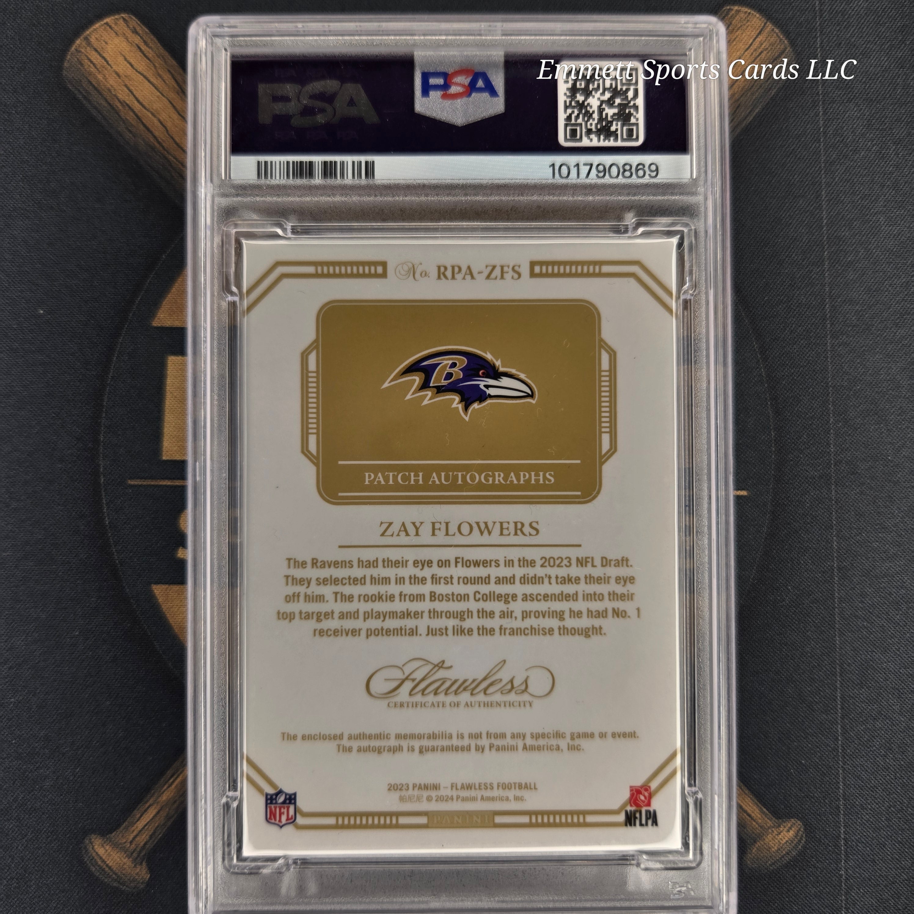 2023 Flawless Zay Flowers Rookie Patch Silver Auto PSA 9 | The Break Room Cards™ -2