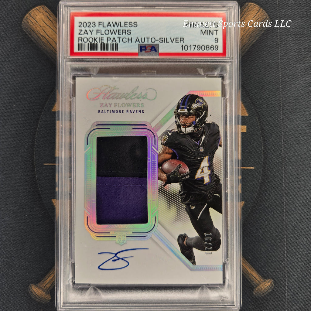 2023 Flawless Zay Flowers Rookie Patch Silver Auto PSA 9 | The Break Room Cards™ -1