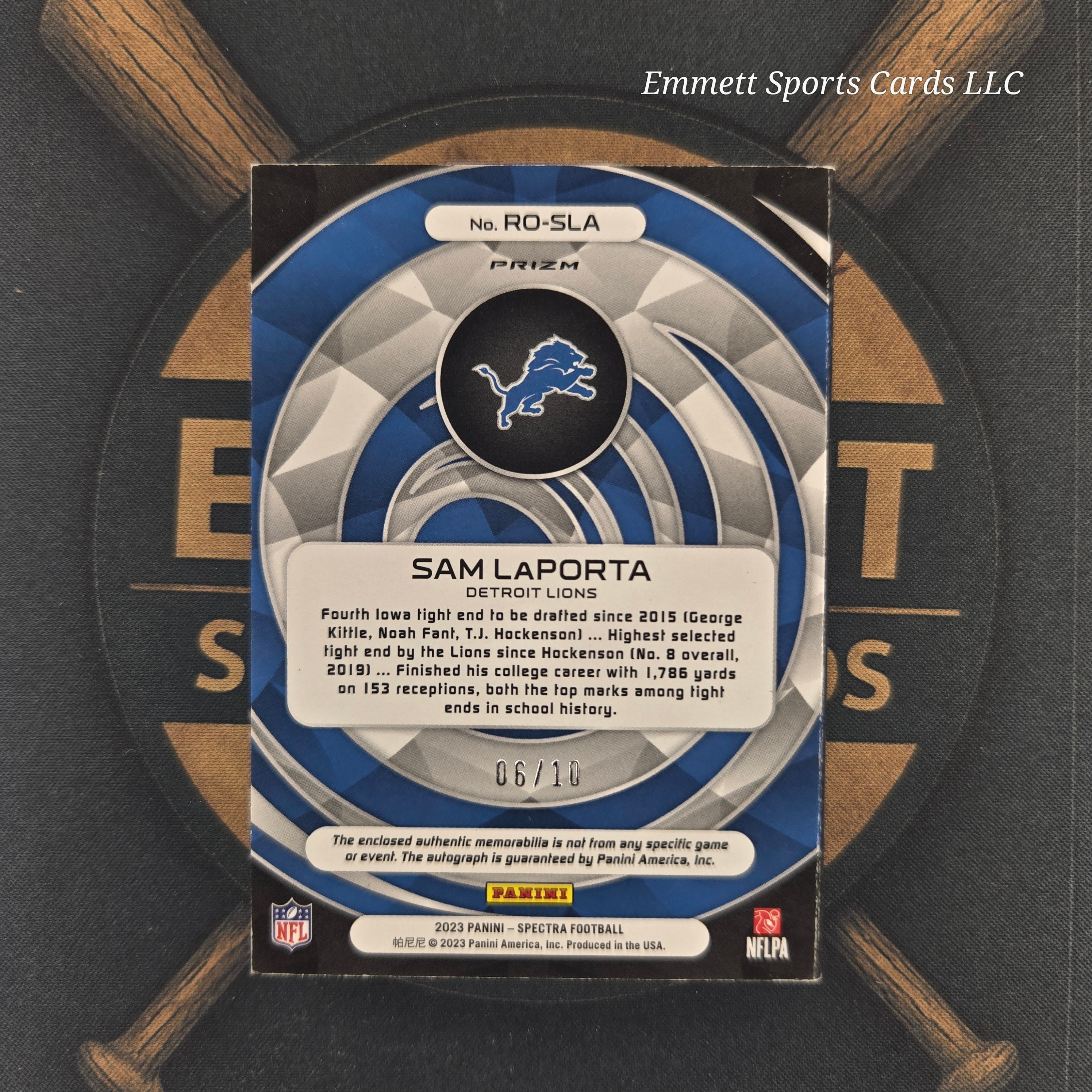 2023 Panini Spectra Sam LaPorta Rookie Optics Booklet /10 | The Break Room Cards-3