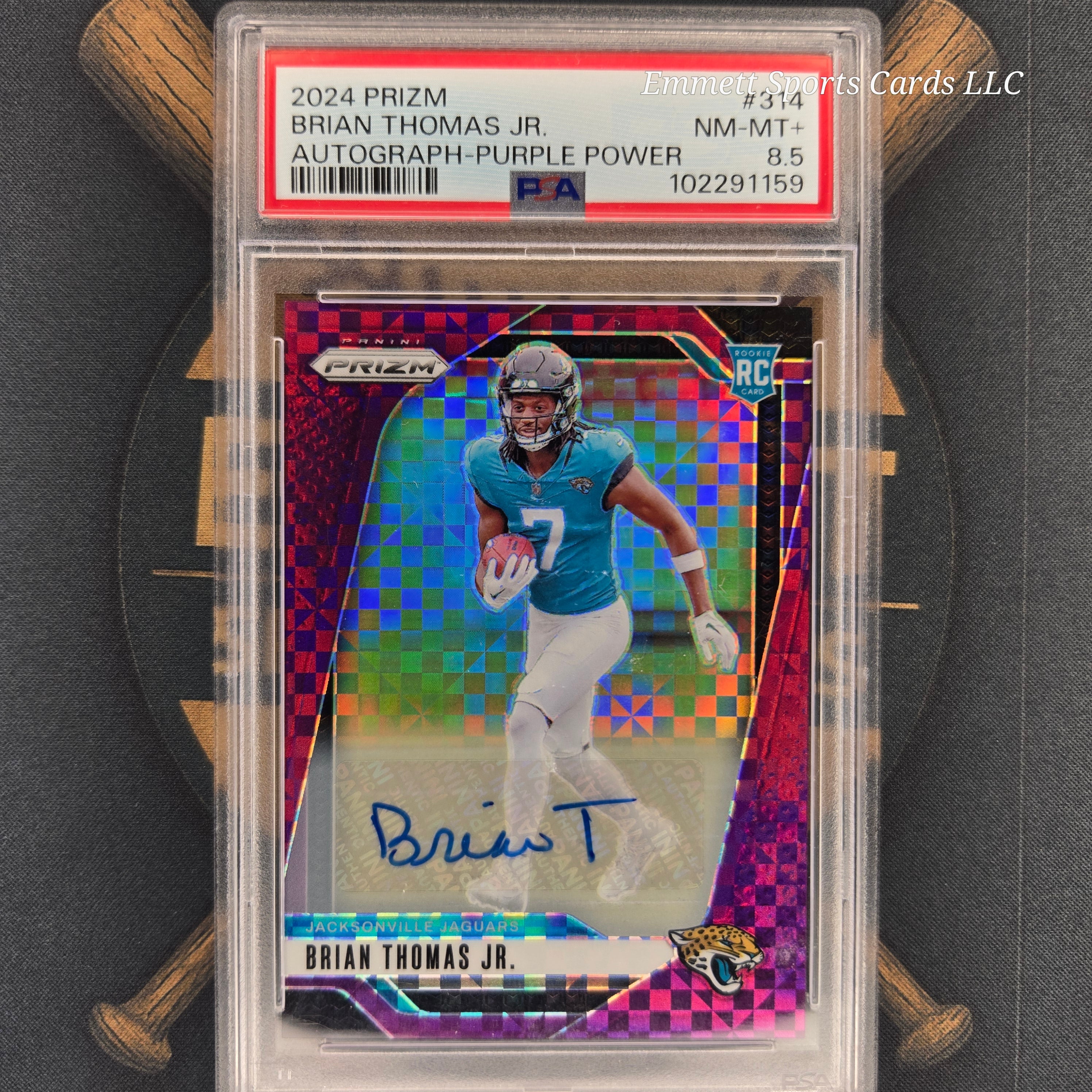 2024 Panini Prizm Brian Thomas Jr. Purple Power Auto /49 PSA 8.5