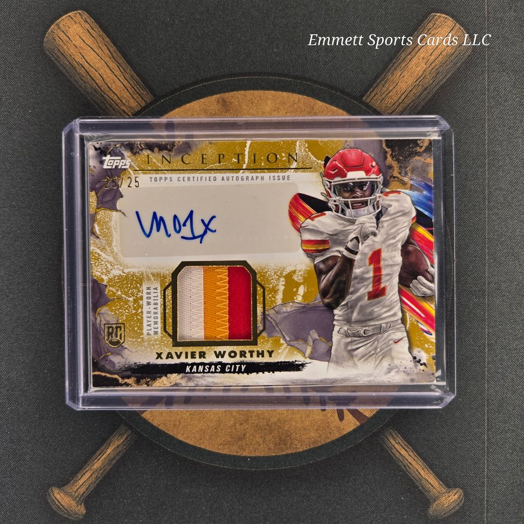 2024 Topps Inception Xavier Worthy Provenance Patch Auto Gold /25 | The Break Room Cards™ -1