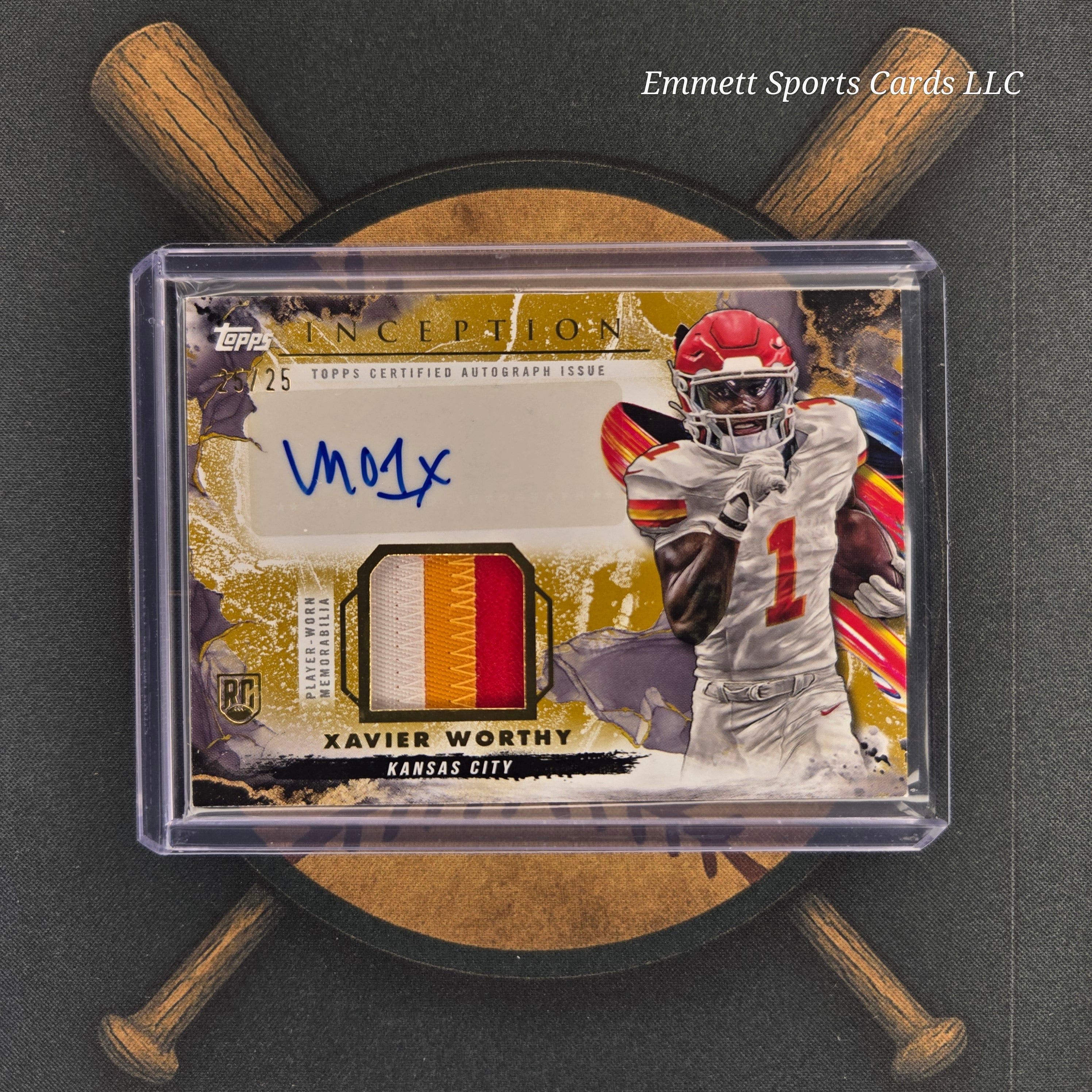 2024 Topps Inception Xavier Worthy Provenance Patch Auto Gold /25 | The Break Room Cards™ -1