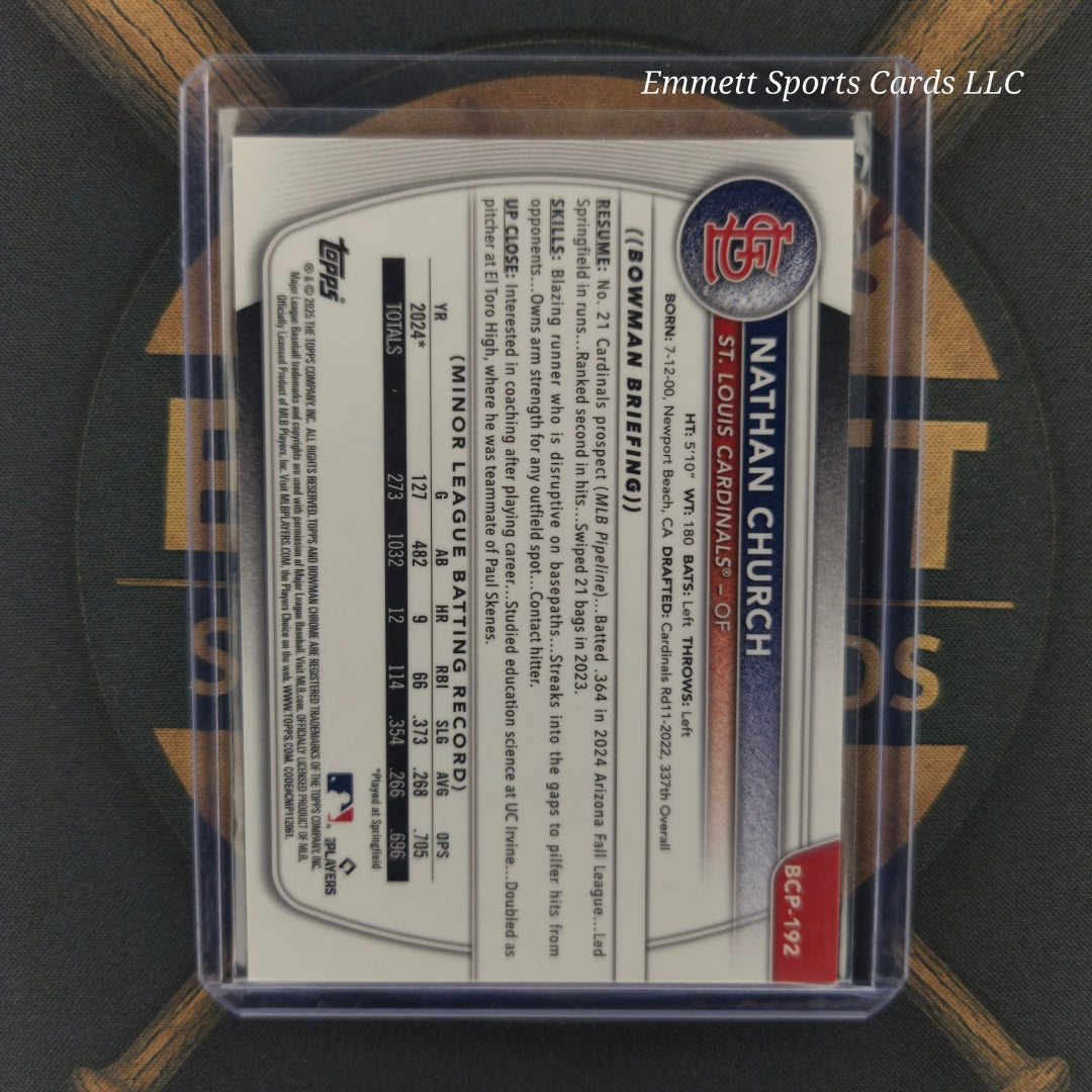 2025 Bowman Chrome Nathan Church Blue Refractor /150 | The Break Room Cards-2