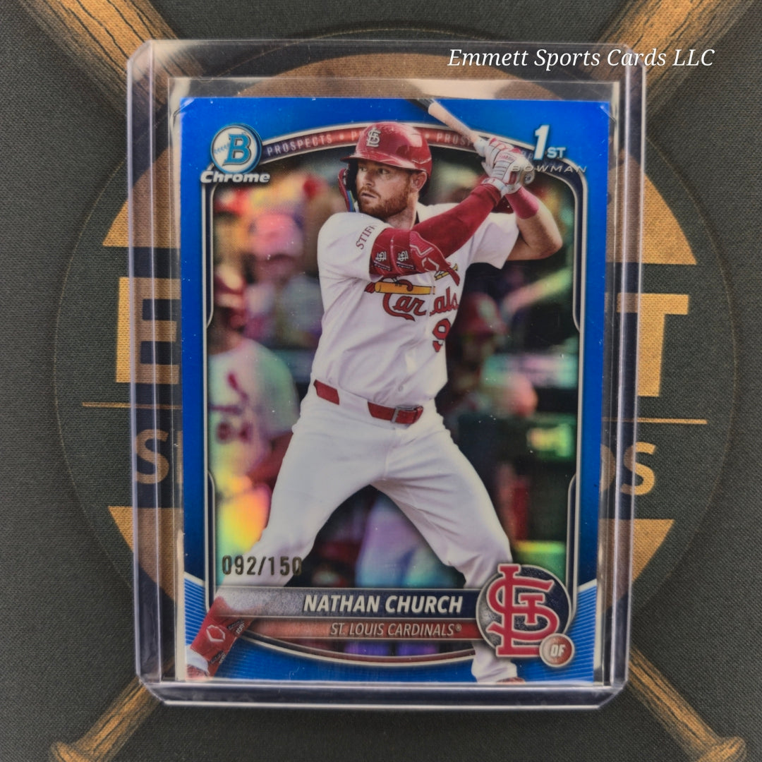 2025 Bowman Chrome Nathan Church Blue Refractor /150 | The Break Room Cards-1