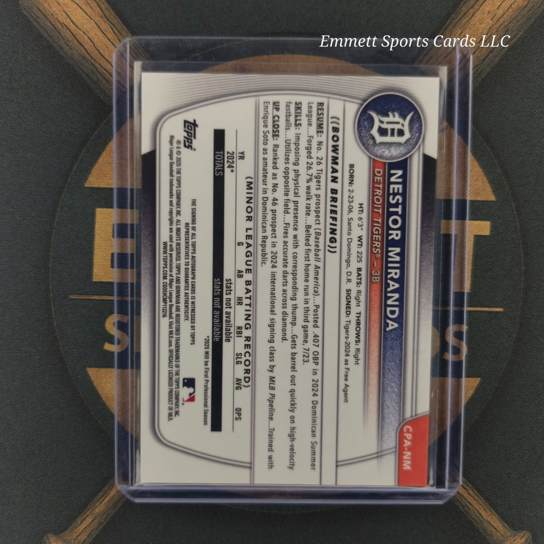 2025 Bowman Chrome Nestor Miranda 1st Bowman Auto | The Break Room Cards-2