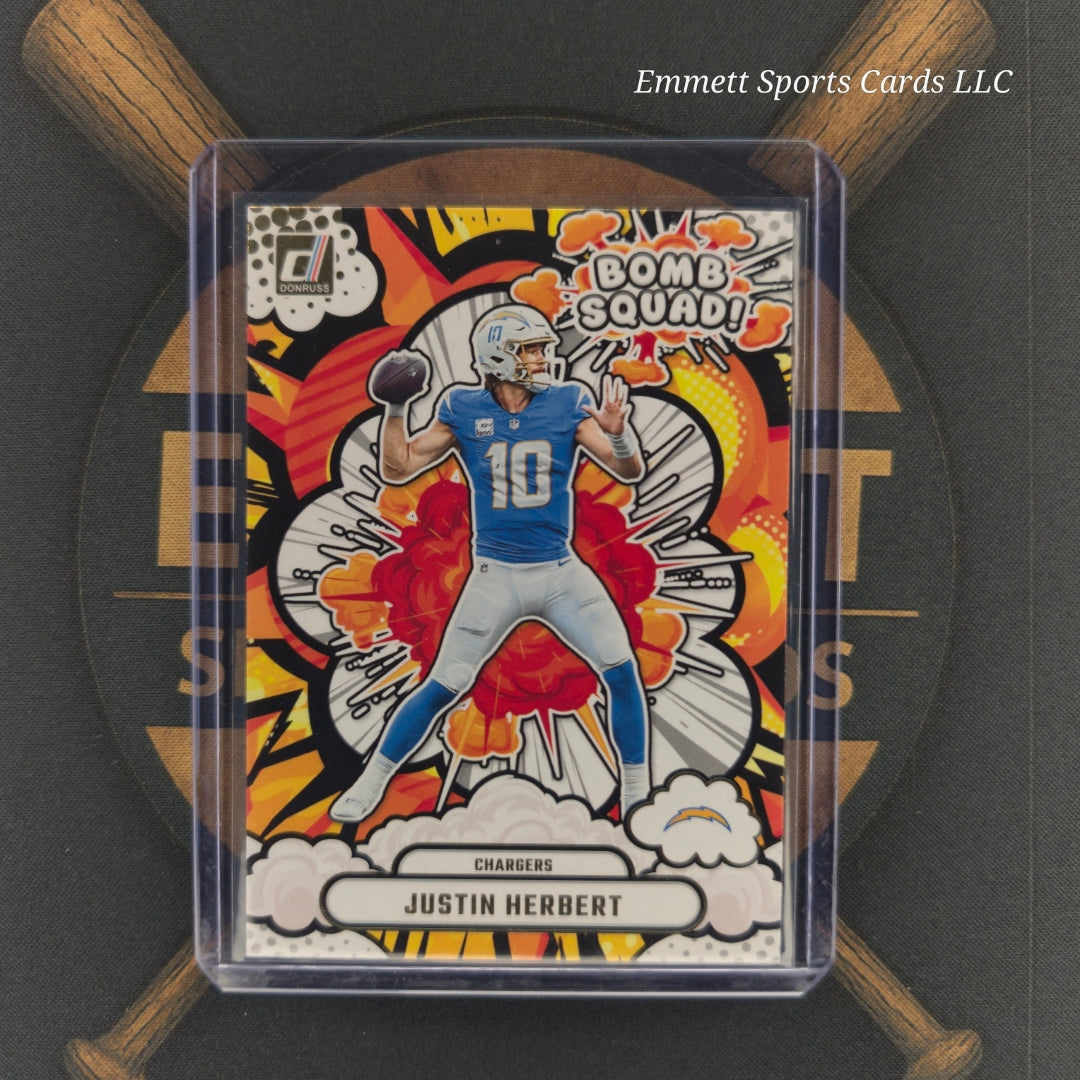 2025 Panini Donruss Justin Herbert Bomb Squad Insert | The Break Room Cards-1
