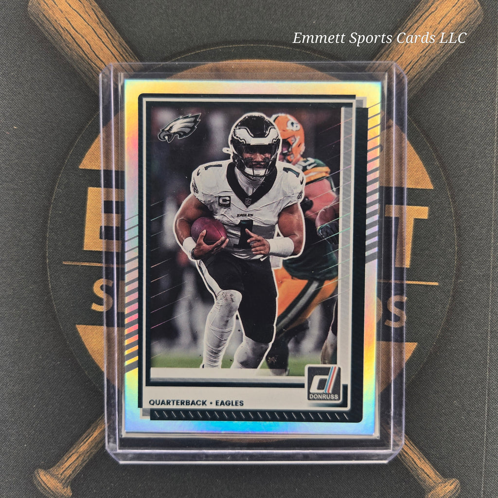 2025 Panini Donruss Jalen Hurts No Name Silver Holo | The Break Room Cards-1