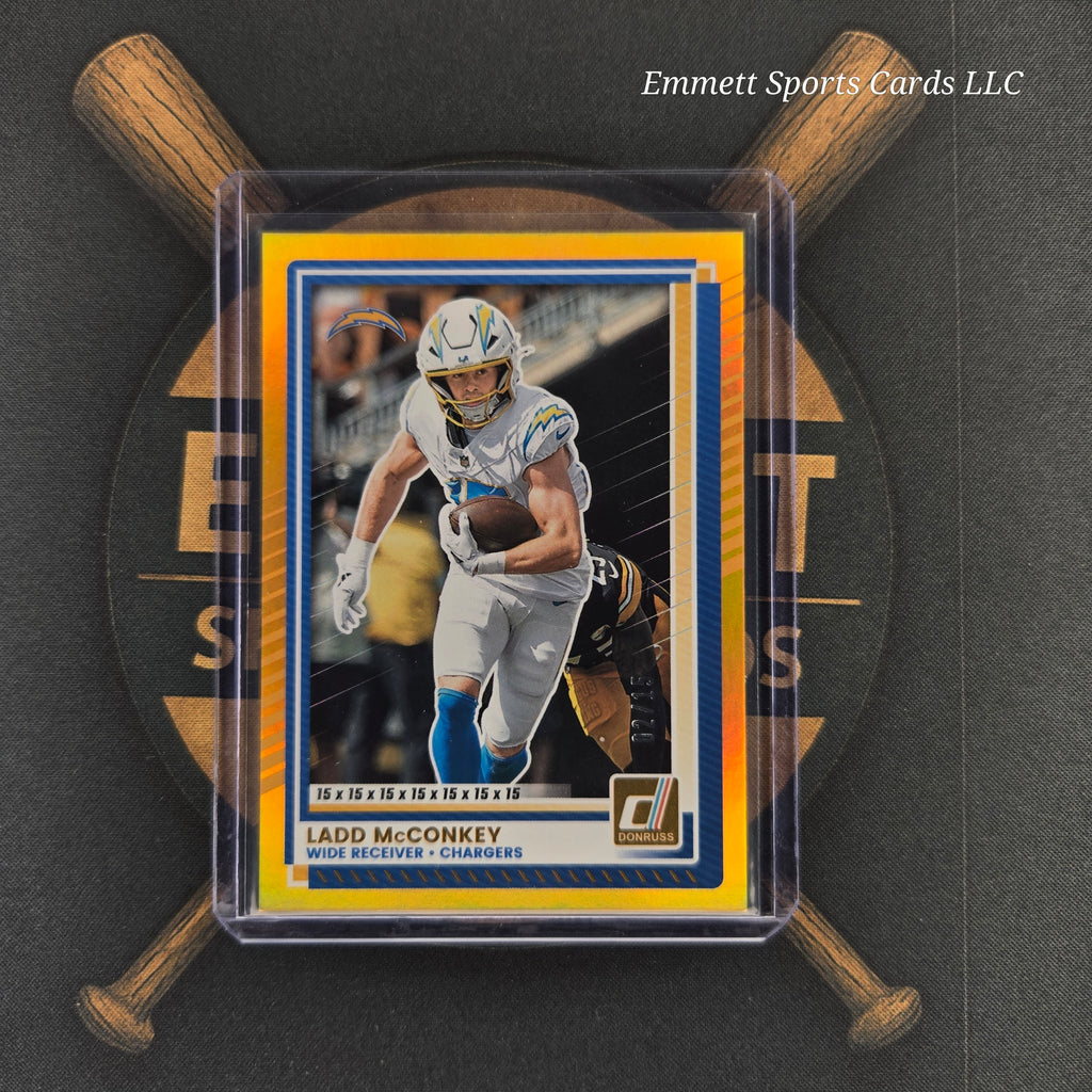 2025 Panini Donruss Ladd McConkey Gold Jersey Number /15 | The Break Room Cards™ -1