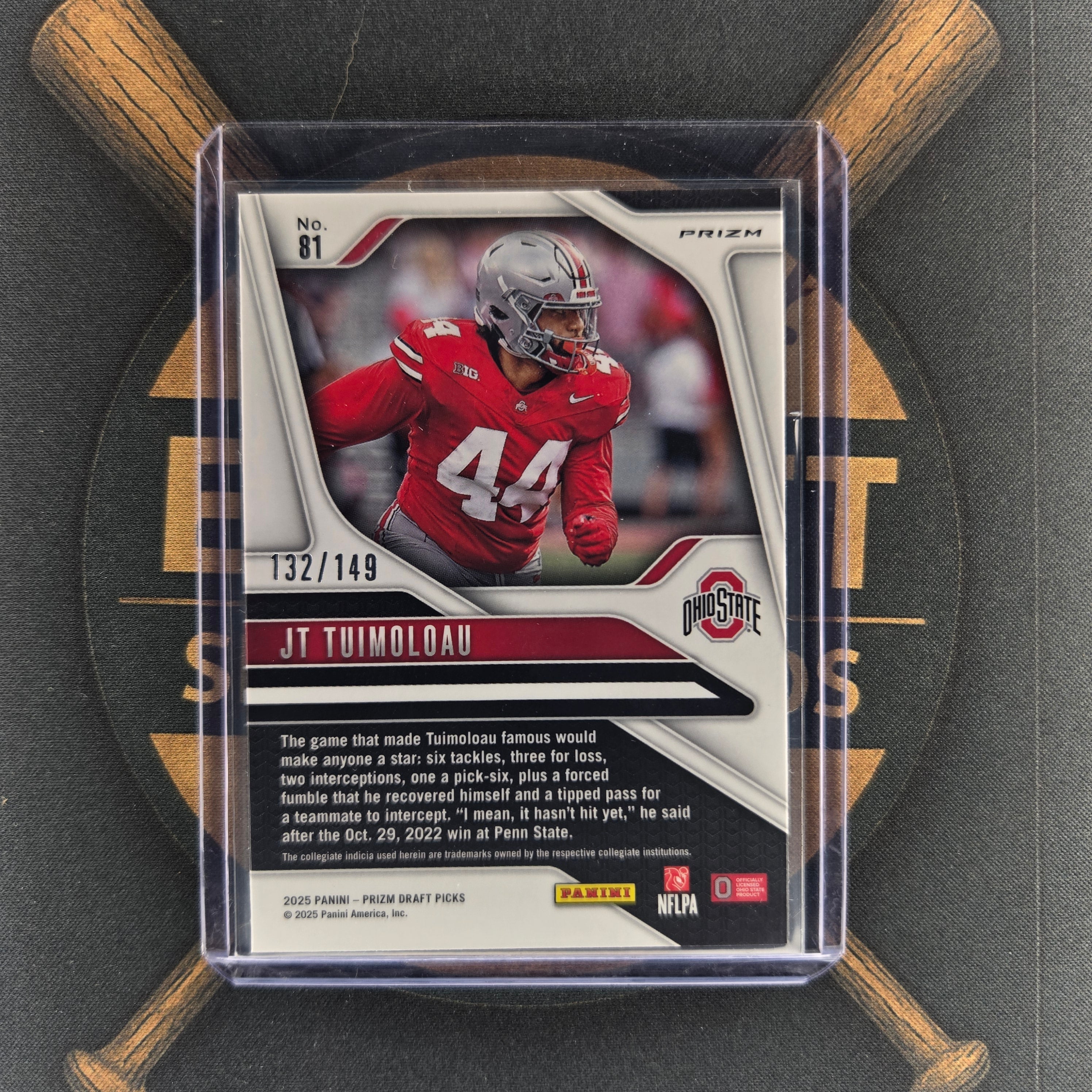 2025 Panini Prizm Draft Picks JT Tuimoloau Prizms Blue Ice  |The Break Room Cards™-2
