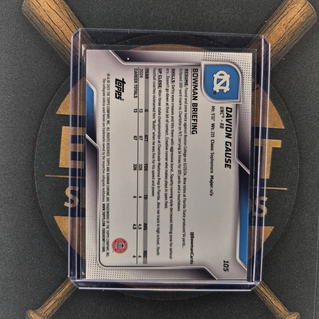 2025 Topps Bowman Chrome U Davion Gause Blue Mini-Diamond /150 | The Break Room Cards™-2