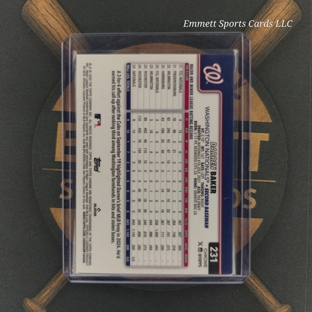 2025 Topps Chrome Darren Baker Purple Refractor /250 | The Break Room Cards-2