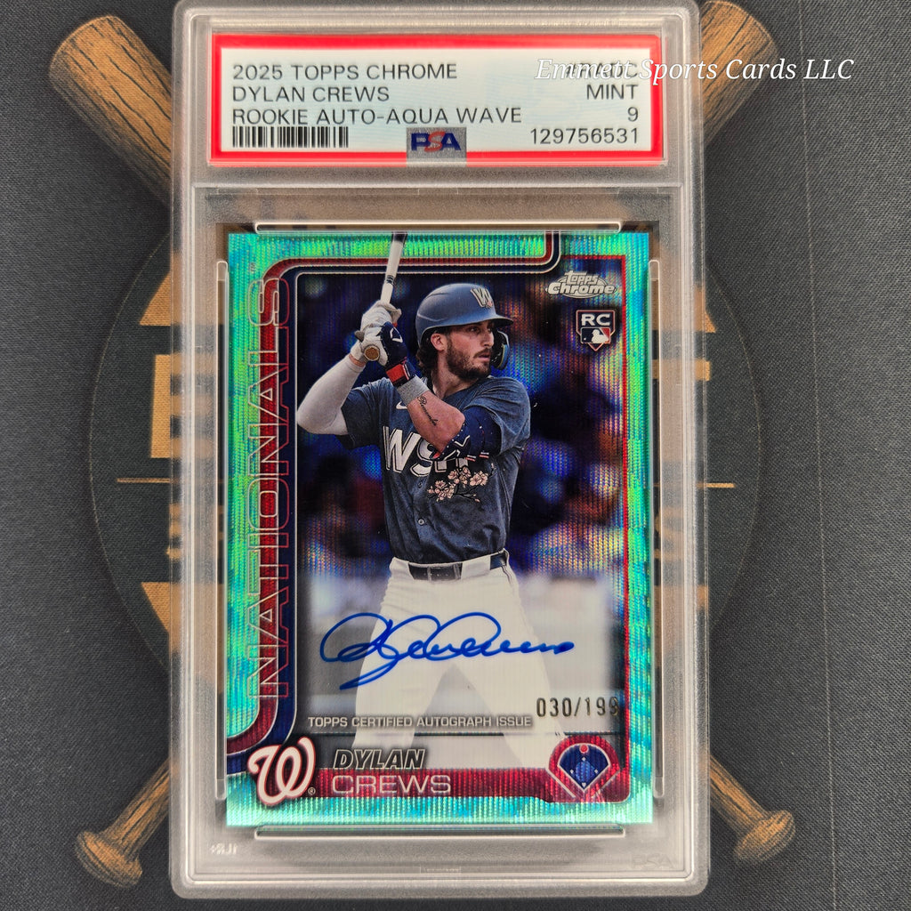 2025 Topps Chrome Dylan Crews Aqua Wave Auto /199 PSA 9 | The Break Room Cards™ -1