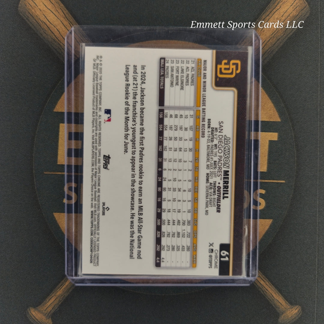2025 Topps Chrome Jackson Merrill Logo Refractor | The Break Room Cards-2