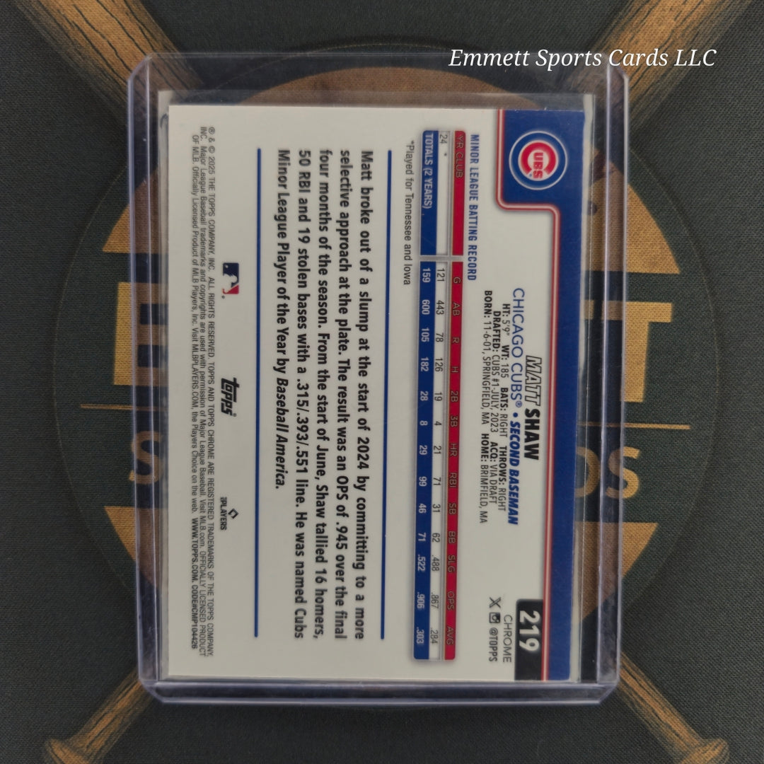 2025 Topps Chrome Matt Shaw Raywave Refractor | The Break Room Cards-2