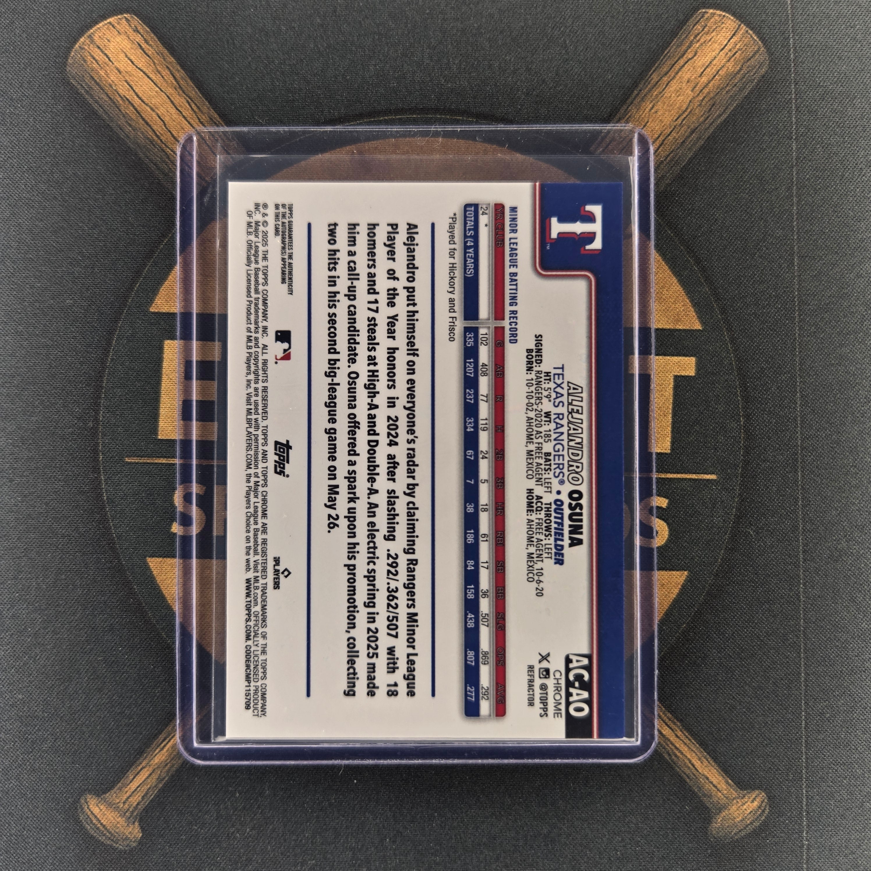 2025 Topps Chrome Update Alejandro Osuna Refractor Auto | The Break Room Cards™-2