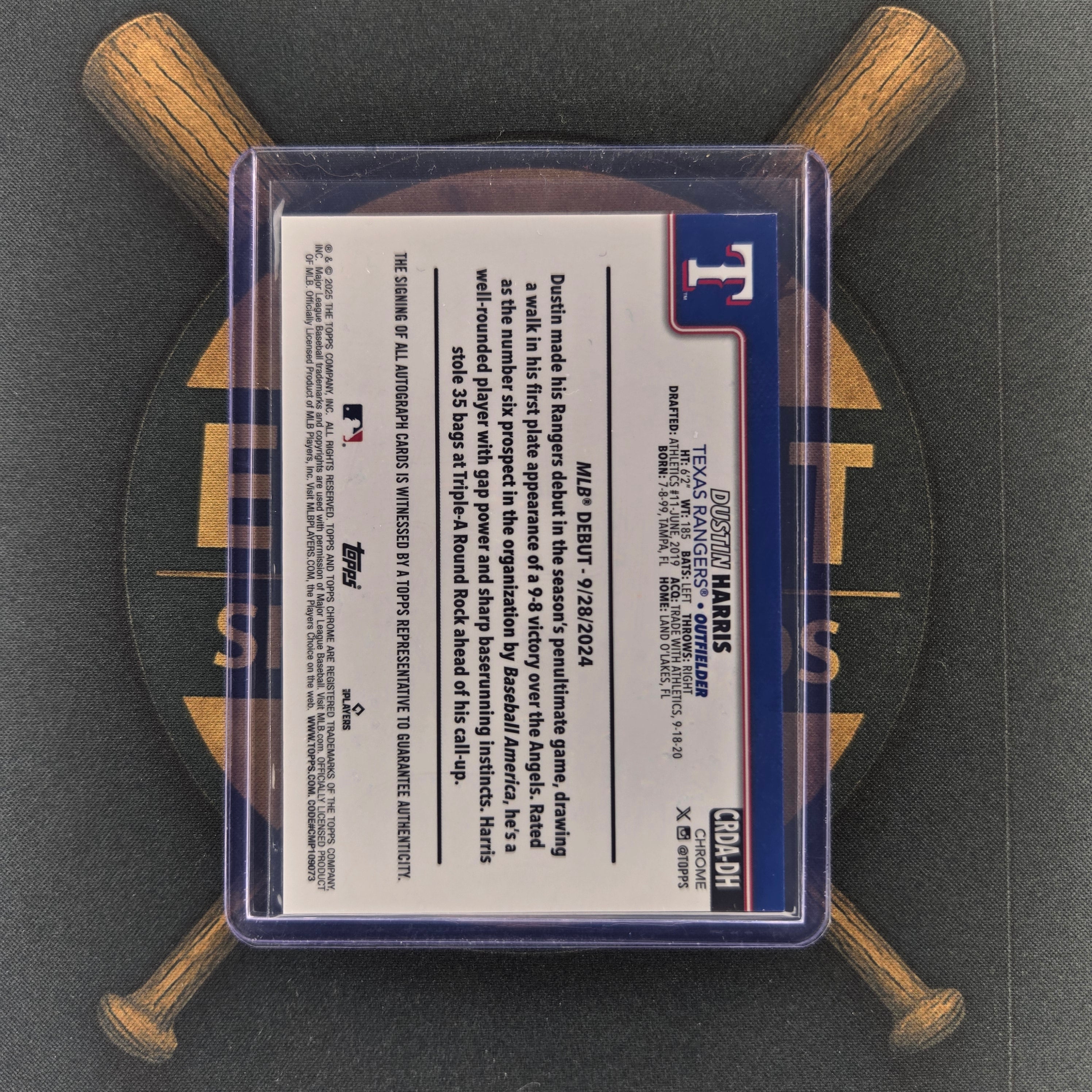 2025 Topps Chrome Update Dustin Harris B&W Mini-Diamond Auto