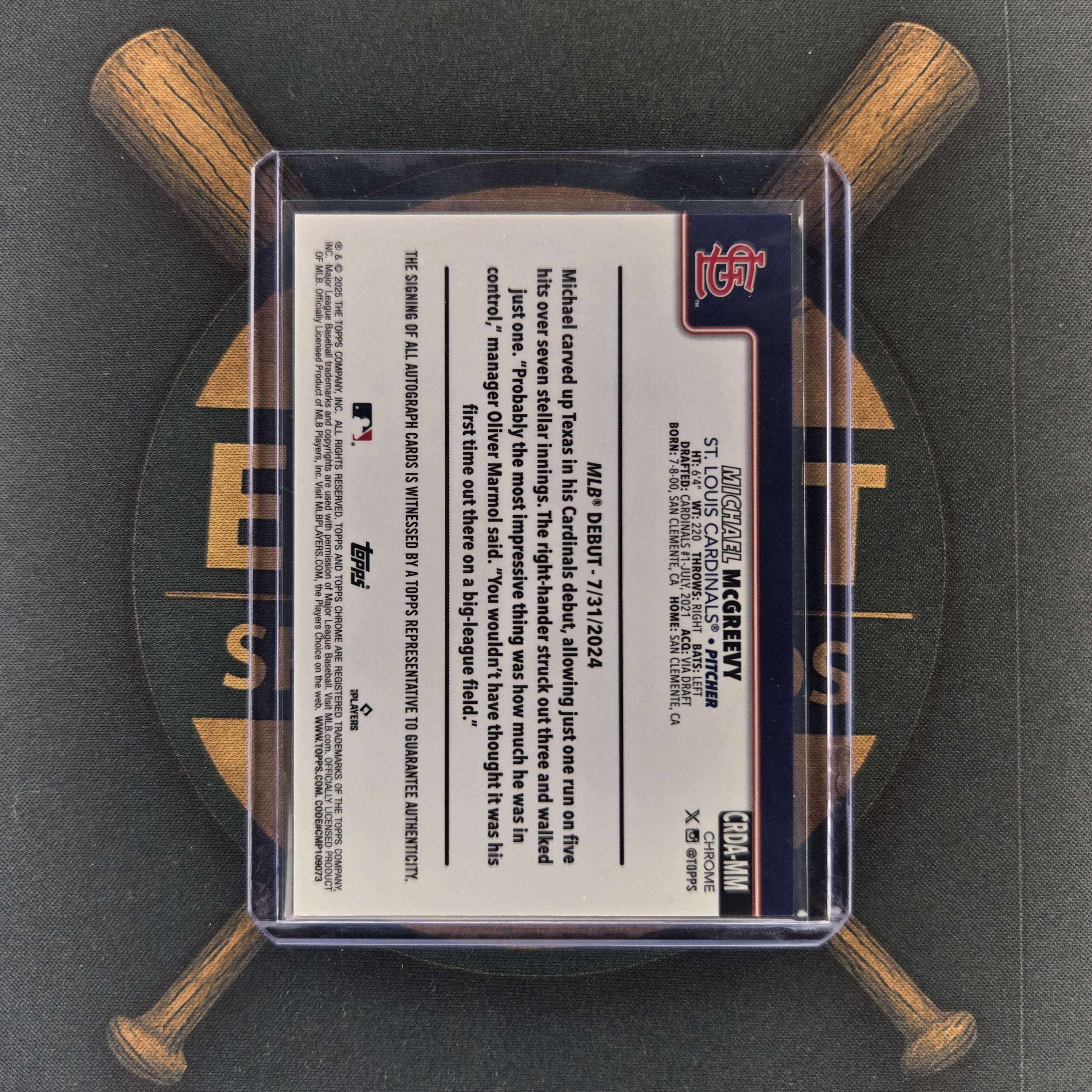 2025 Topps Chrome Update Michael McGreevy Purple Speckle Auto | The Break Room Cards™-2