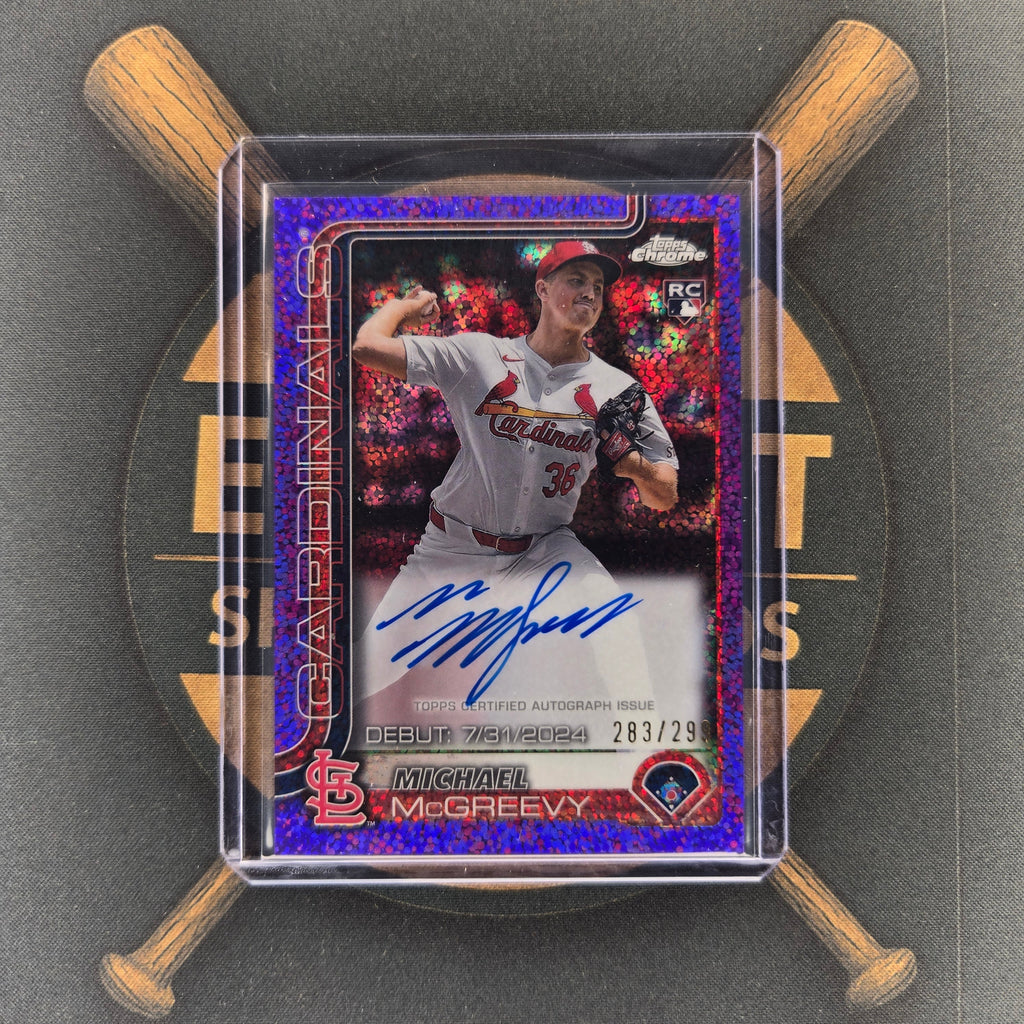 2025 Topps Chrome Update Michael McGreevy Purple Speckle Auto | The Break Room Cards™-1