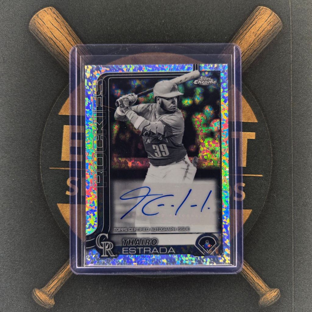 2025 Topps Chrome Update Thairo Estrada B&W Mini Diamond Auto | The Break Room Cards™-1