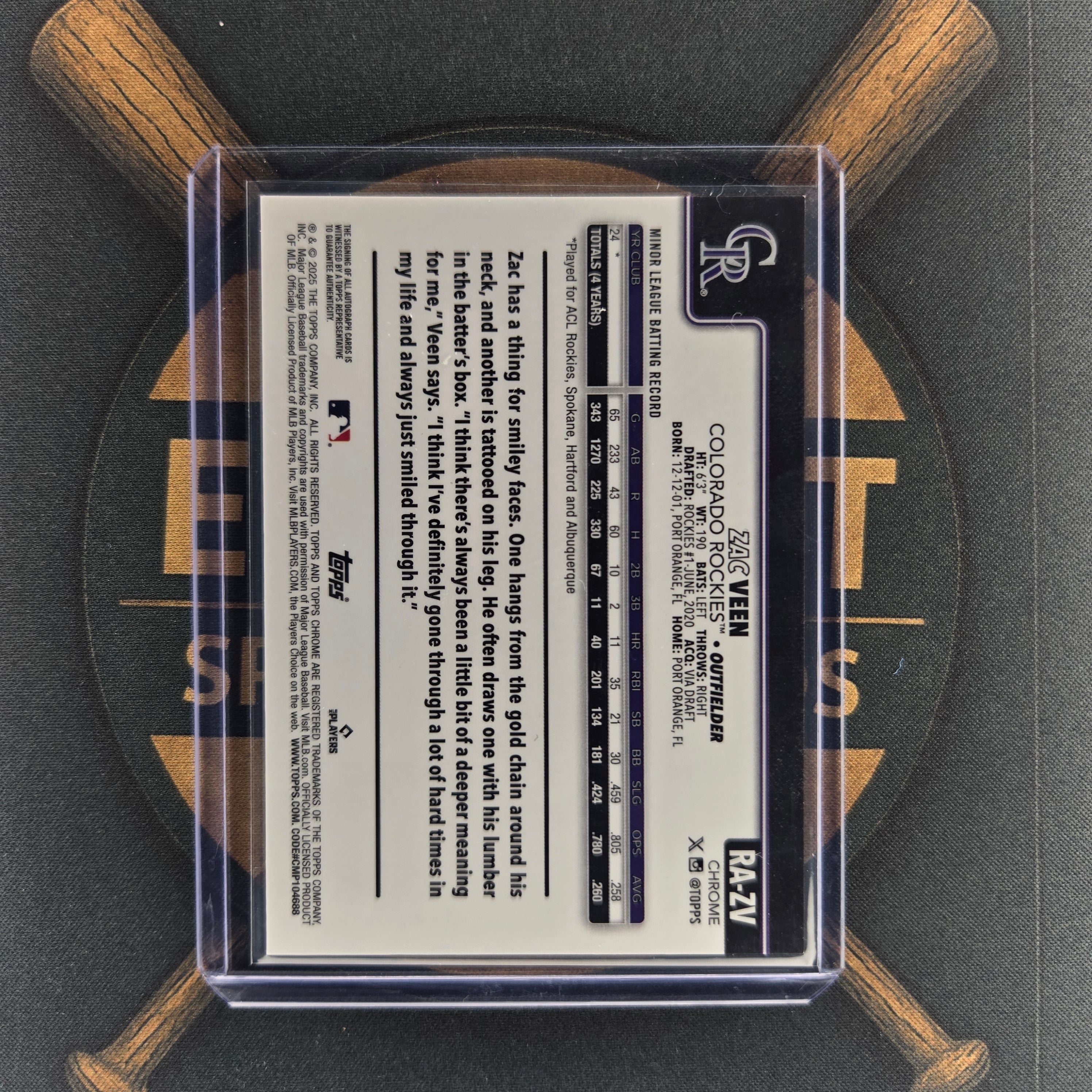 2025 Topps Chrome Update Zac Veen Purple Speckle Auto  |The Break Room Cards™-2