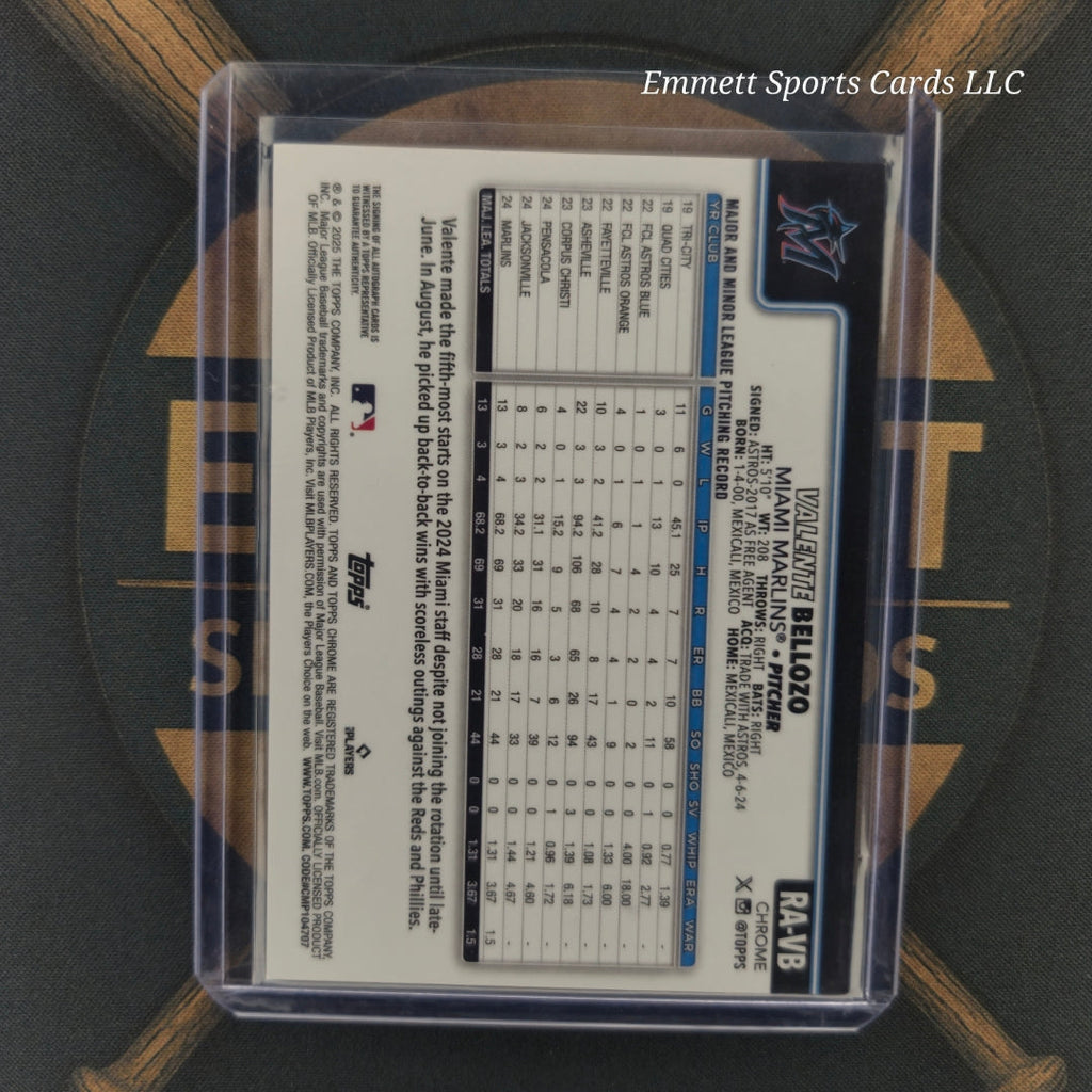 2025 Topps Chrome Valente Bellozo 1st Bowman Auto | The Break Room Cards-2