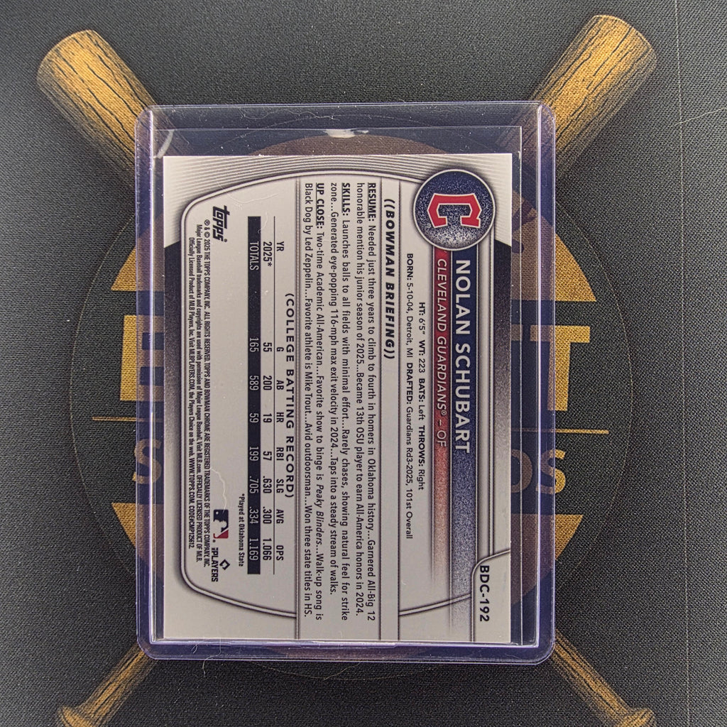 2025 Bowman Draft Nolan Schubart Steel Metal Refractor