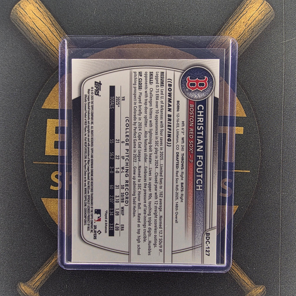 2025 Bowman Draft Christian Foutch Sky Blue Refractor