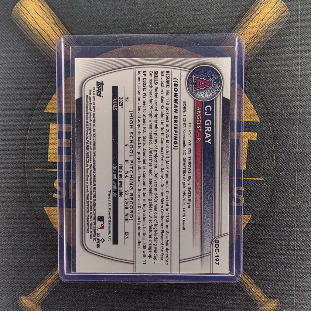 2025 Bowman Draft CJ Gray Yellow Reptilian Refractor