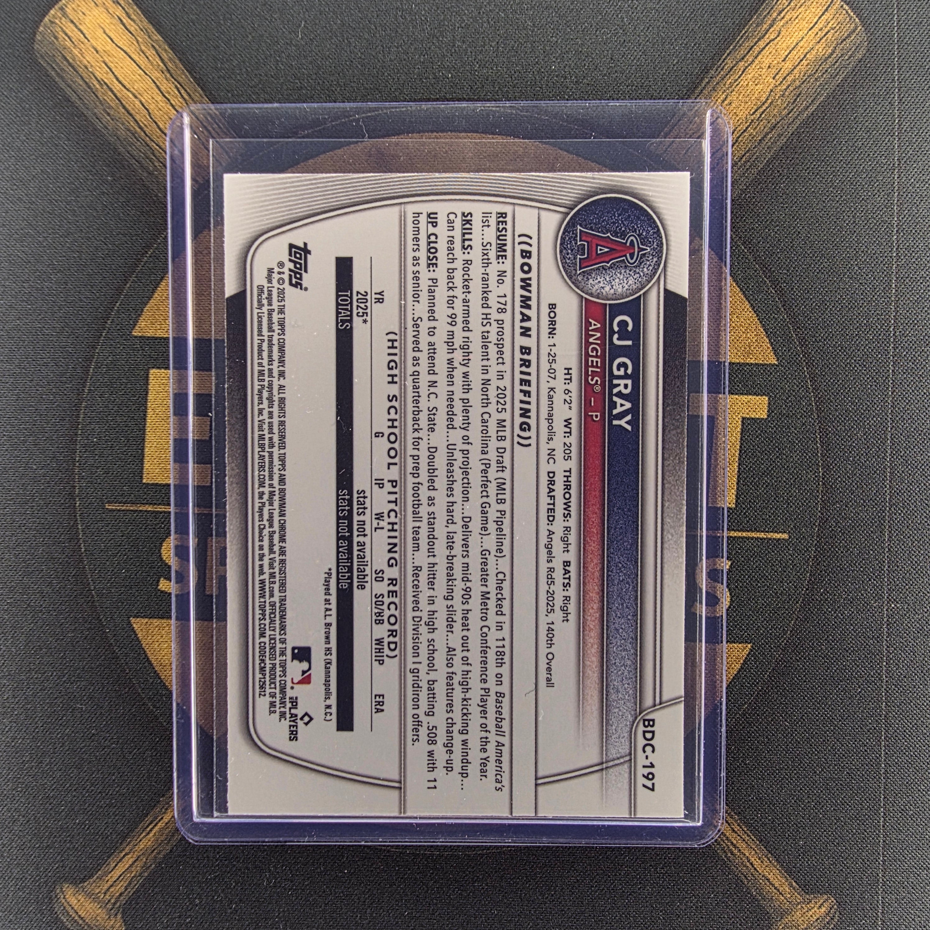 2025 Bowman Draft CJ Gray Yellow Reptilian Refractor