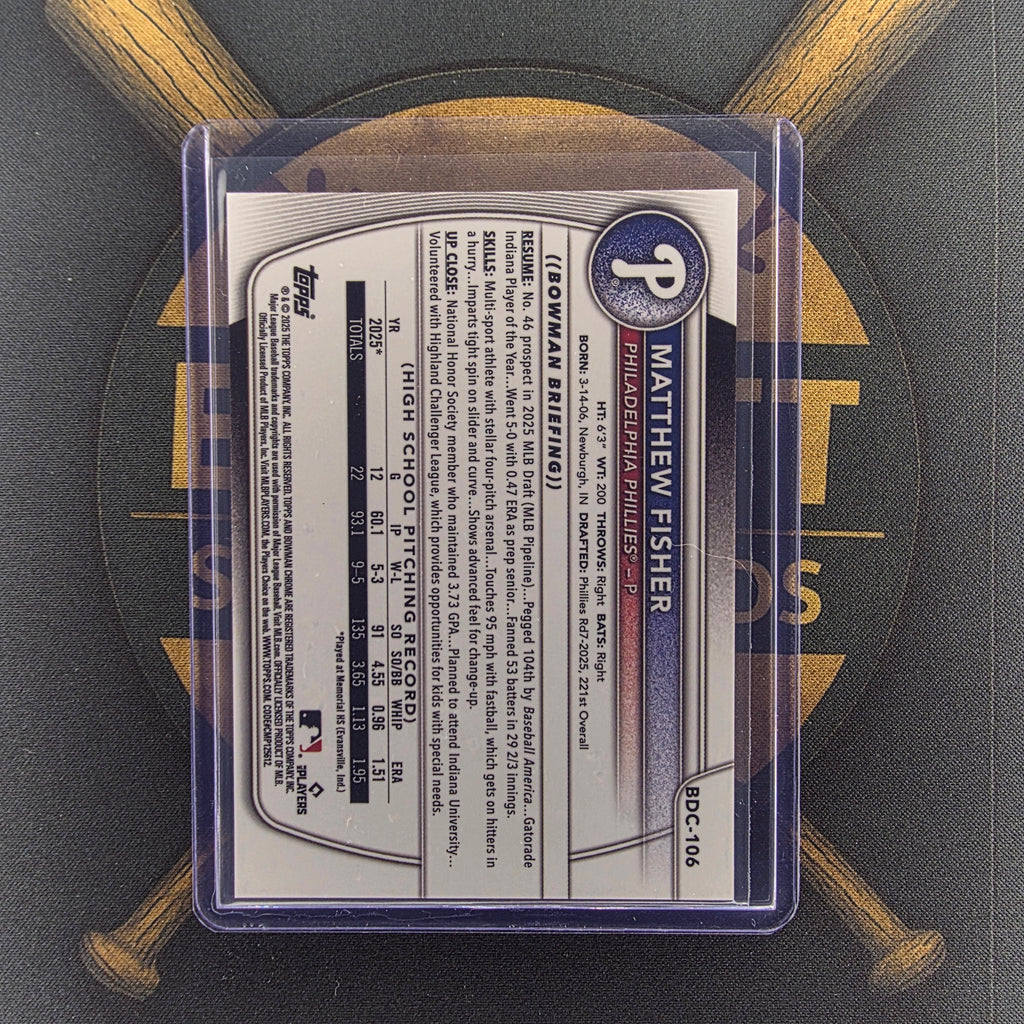 2025 Bowman Draft Matthew Fisher Gold Geometric