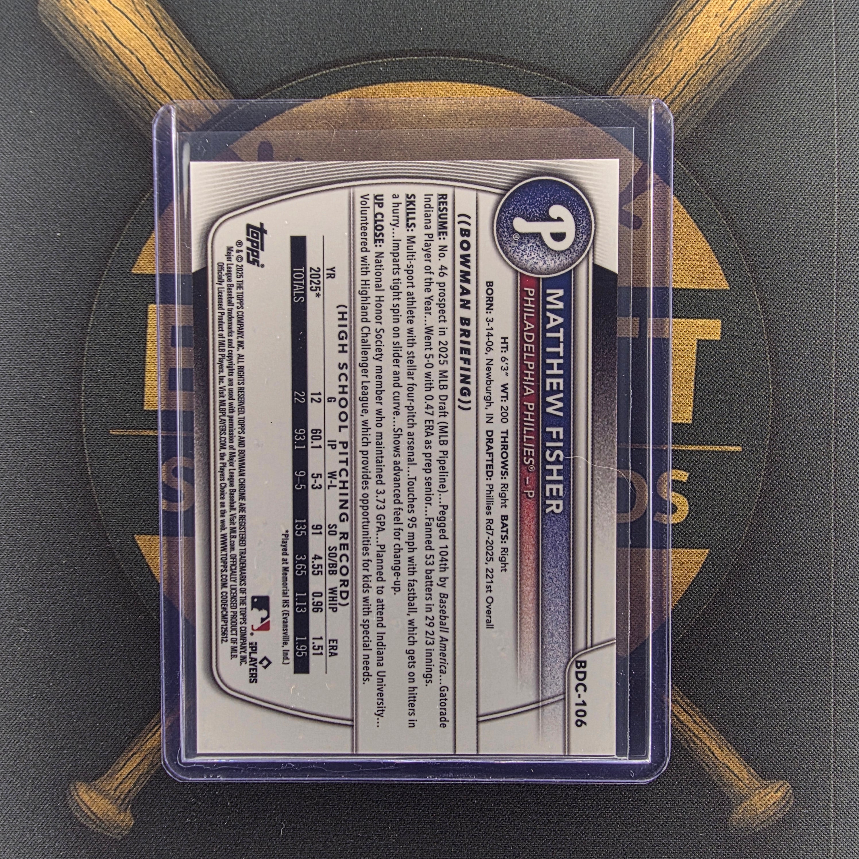 2025 Bowman Draft Matthew Fisher Gold Geometric