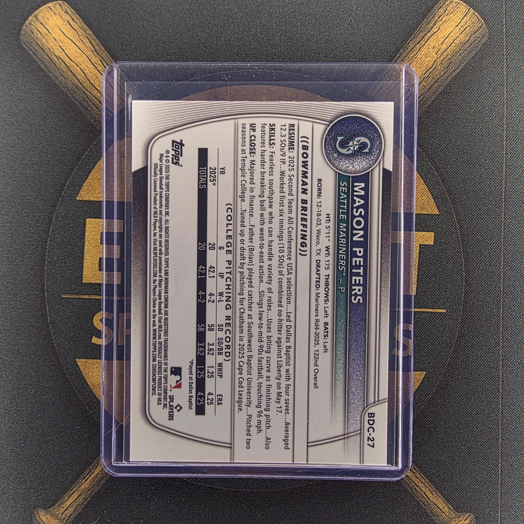 2025 Bowman Draft Mason Peters Sky Blue Refractor