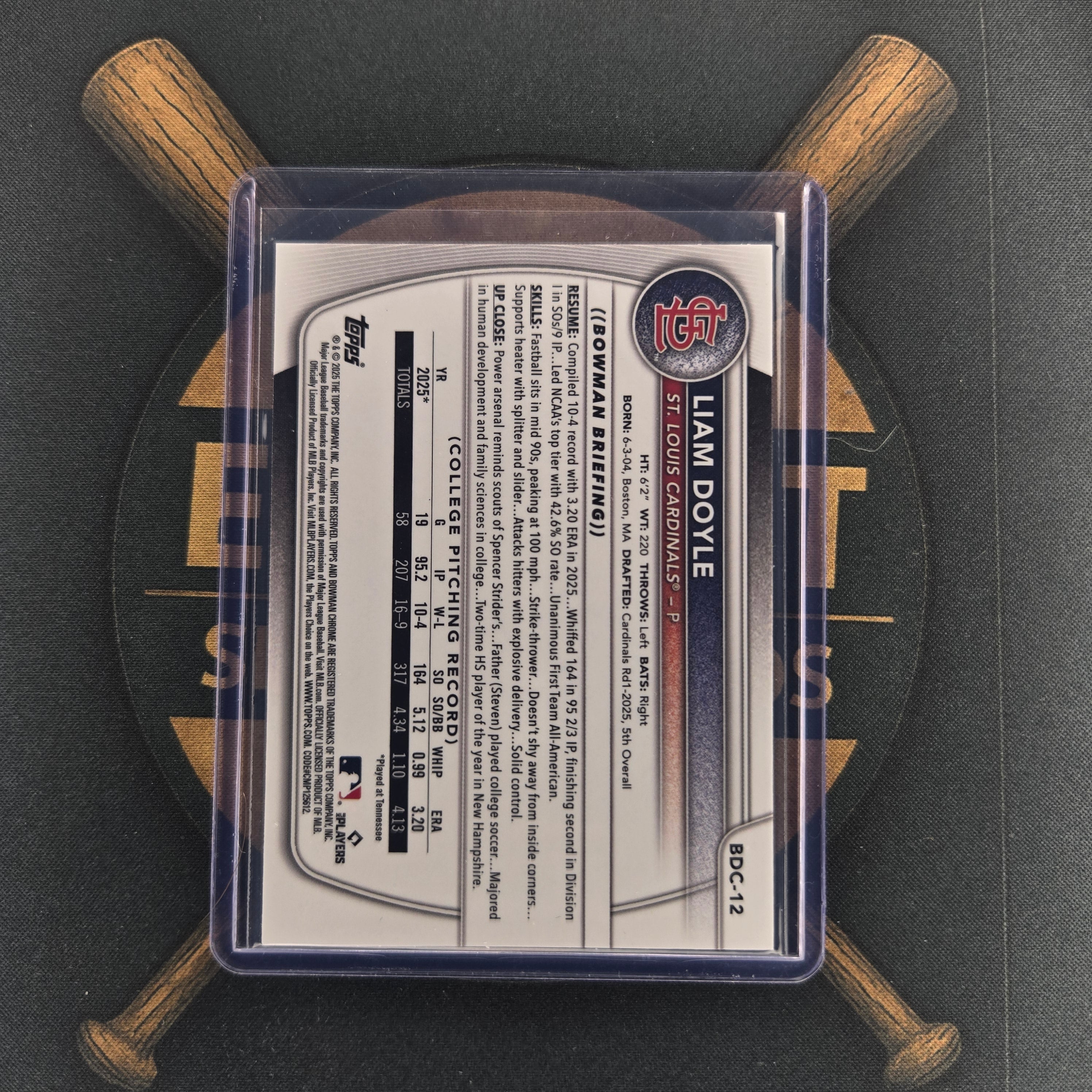 2025 Bowman Draft Liam Doyle Green Grass