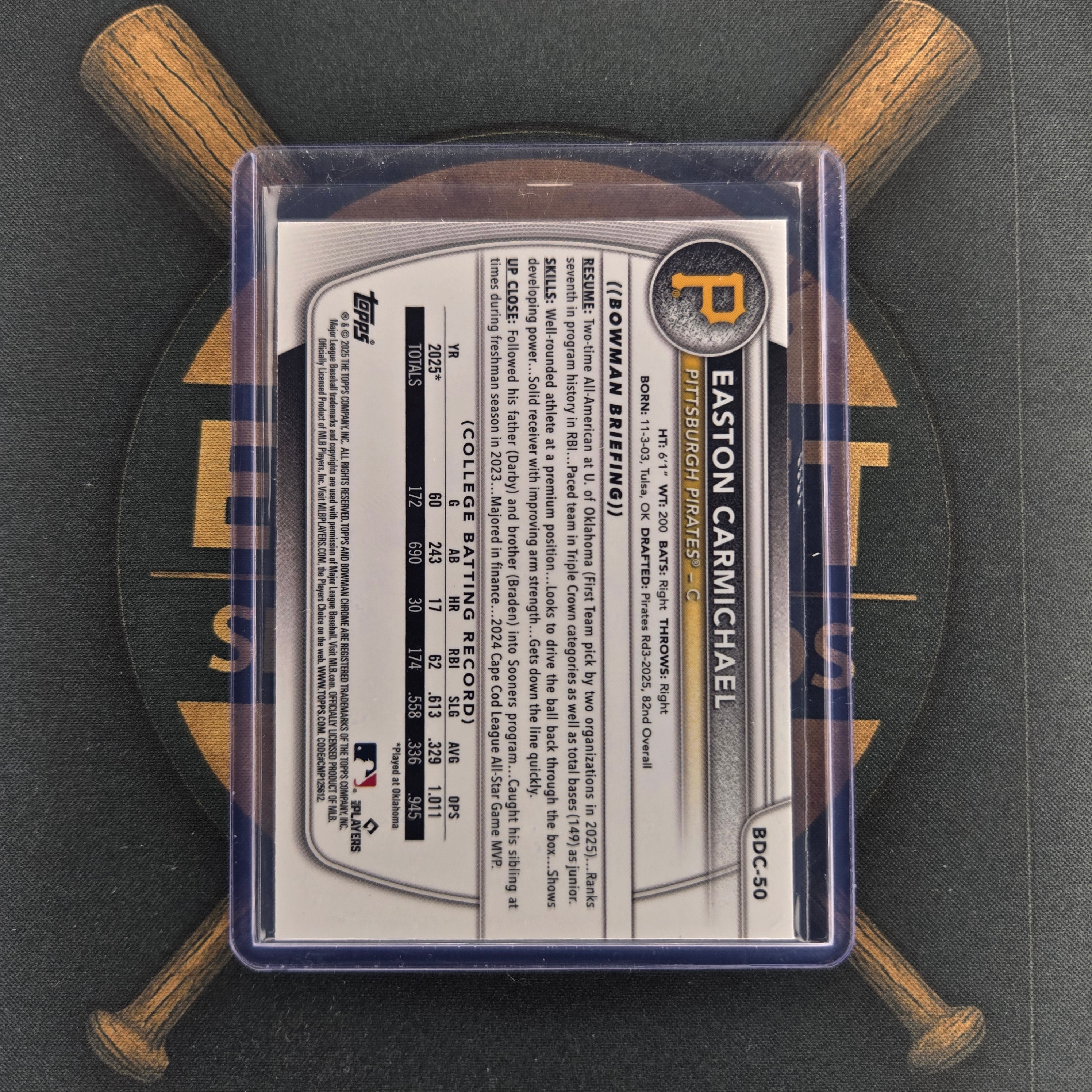 2025 Bowman Draft Easton Carmichael Aqua Reptilian