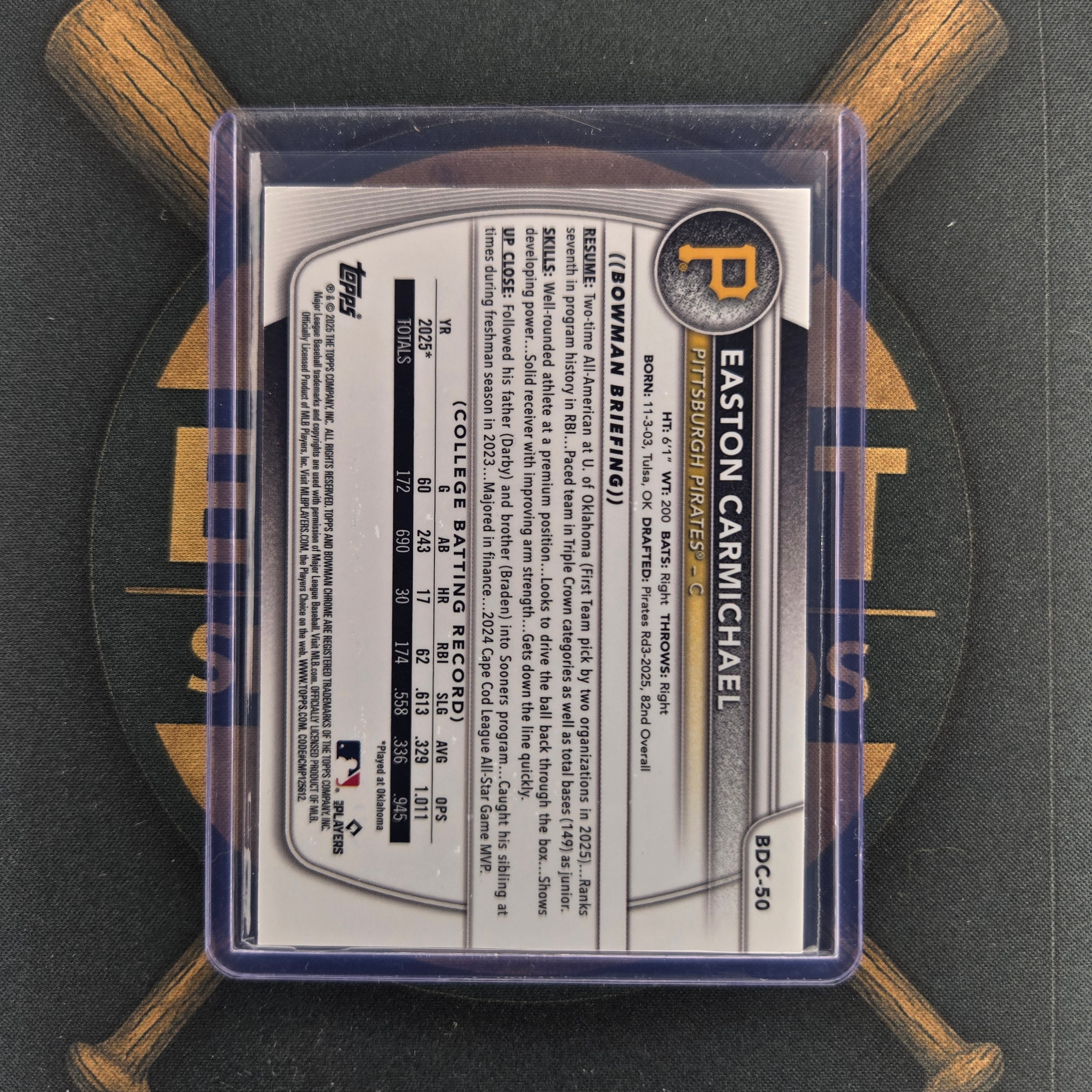 2025 Bowman Draft Easton Carmichael Purple Geometric