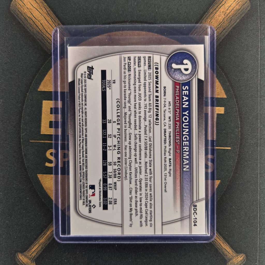 2025 Bowman Draft Sean Youngerman Fuchsia Reptilian