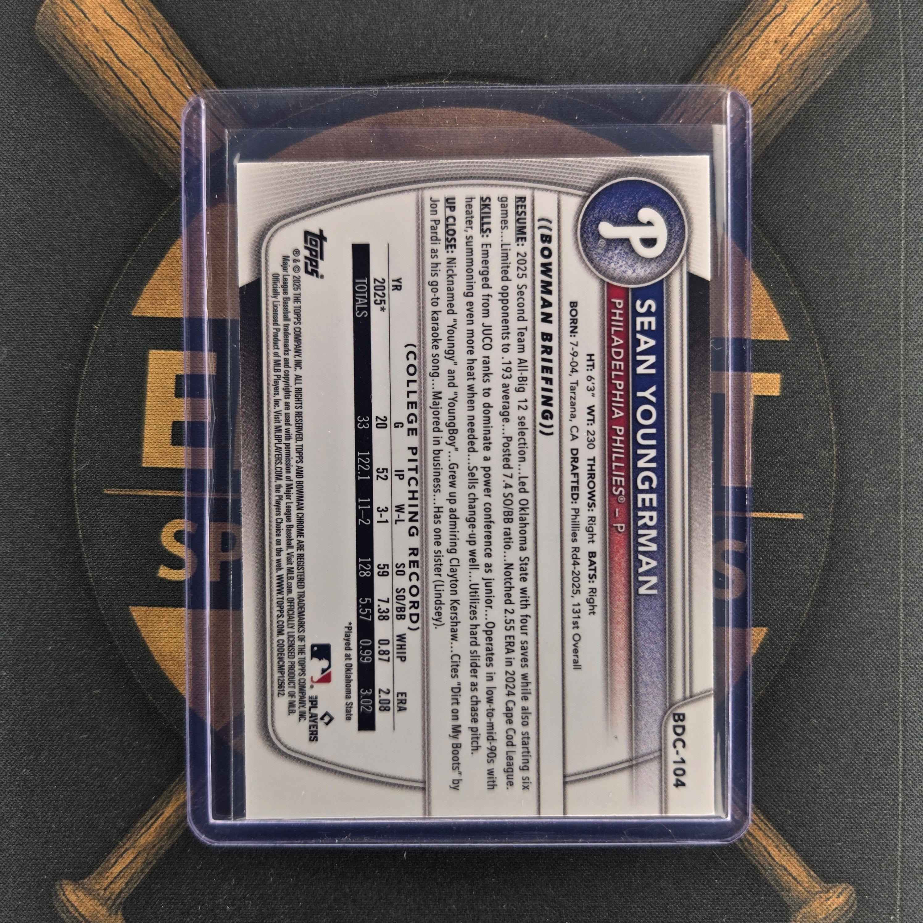 2025 Bowman Draft Sean Youngerman Fuchsia Reptilian