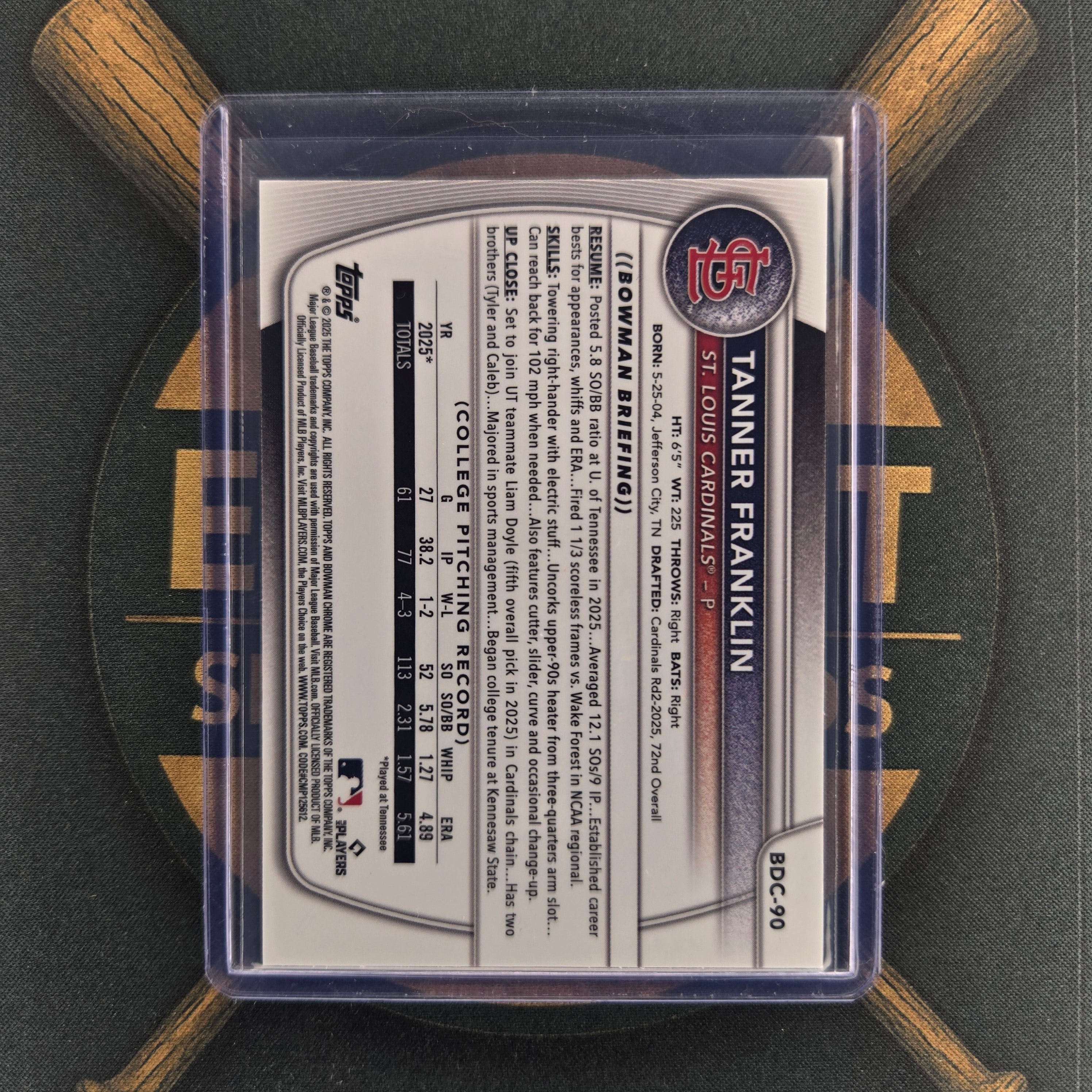 2025 Bowman Draft Tanner Franklin Purple Geometric