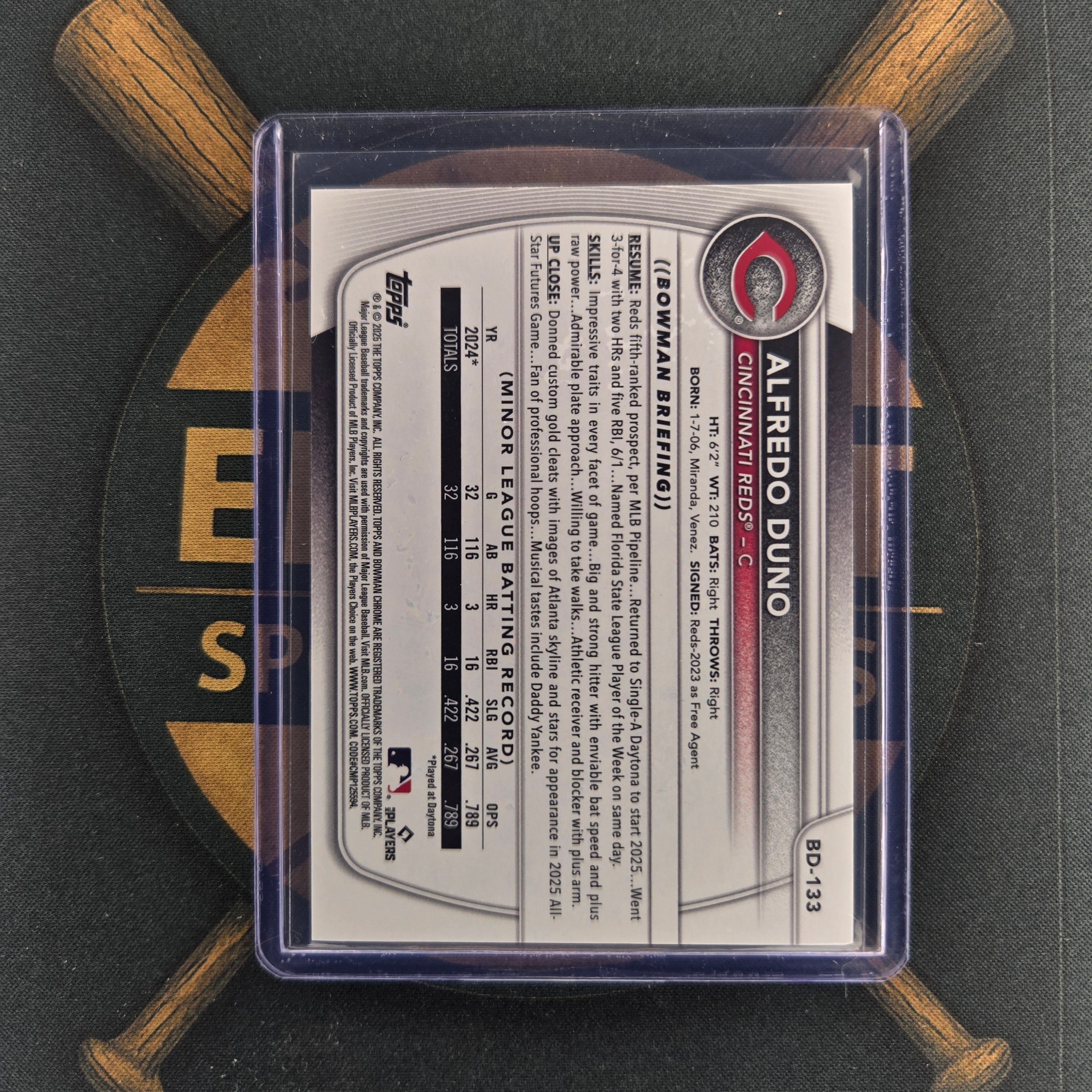 2025 Bowman Draft Alfredo Duno Green Border