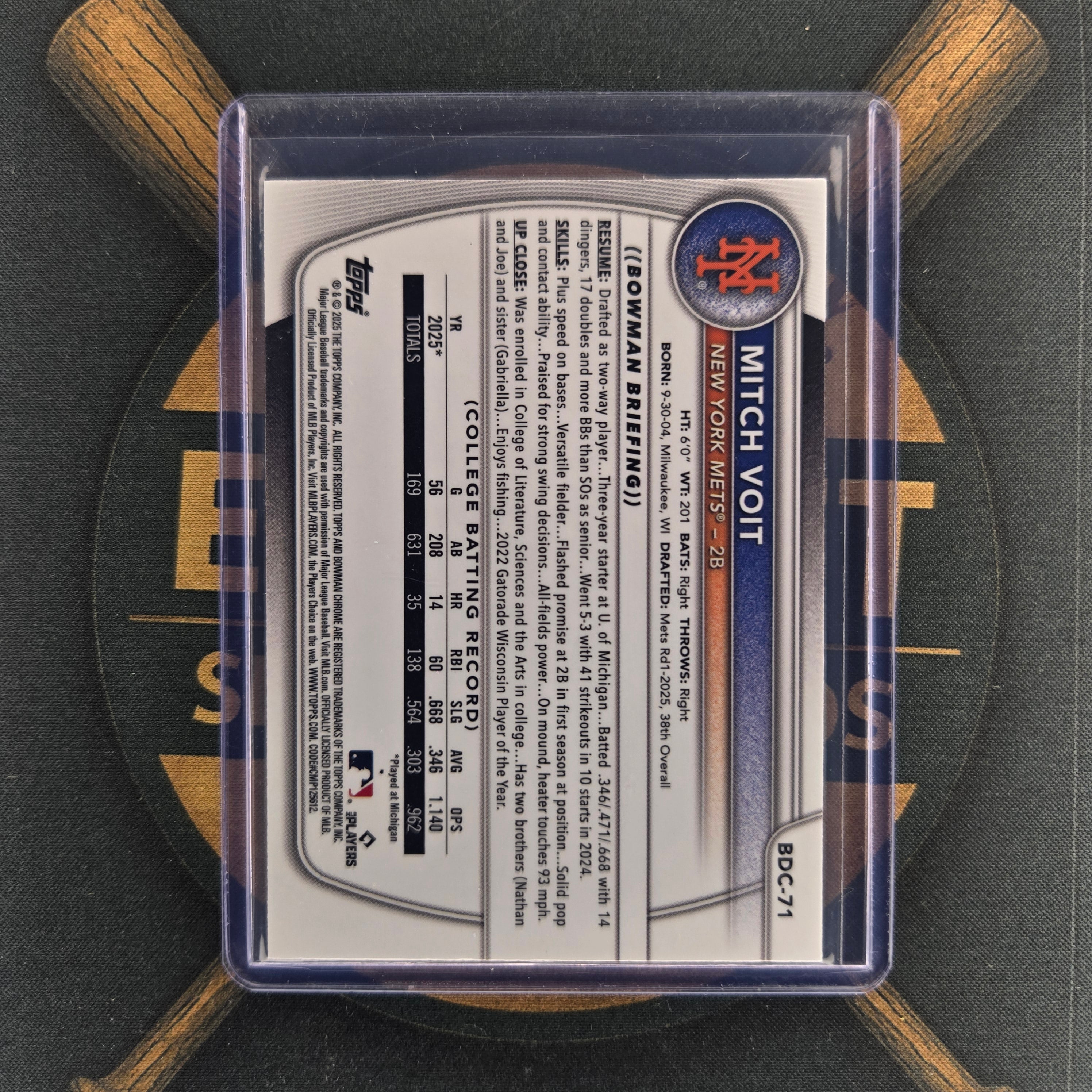 2025 Bowman Draft Mitch Voit Aqua Reptilian