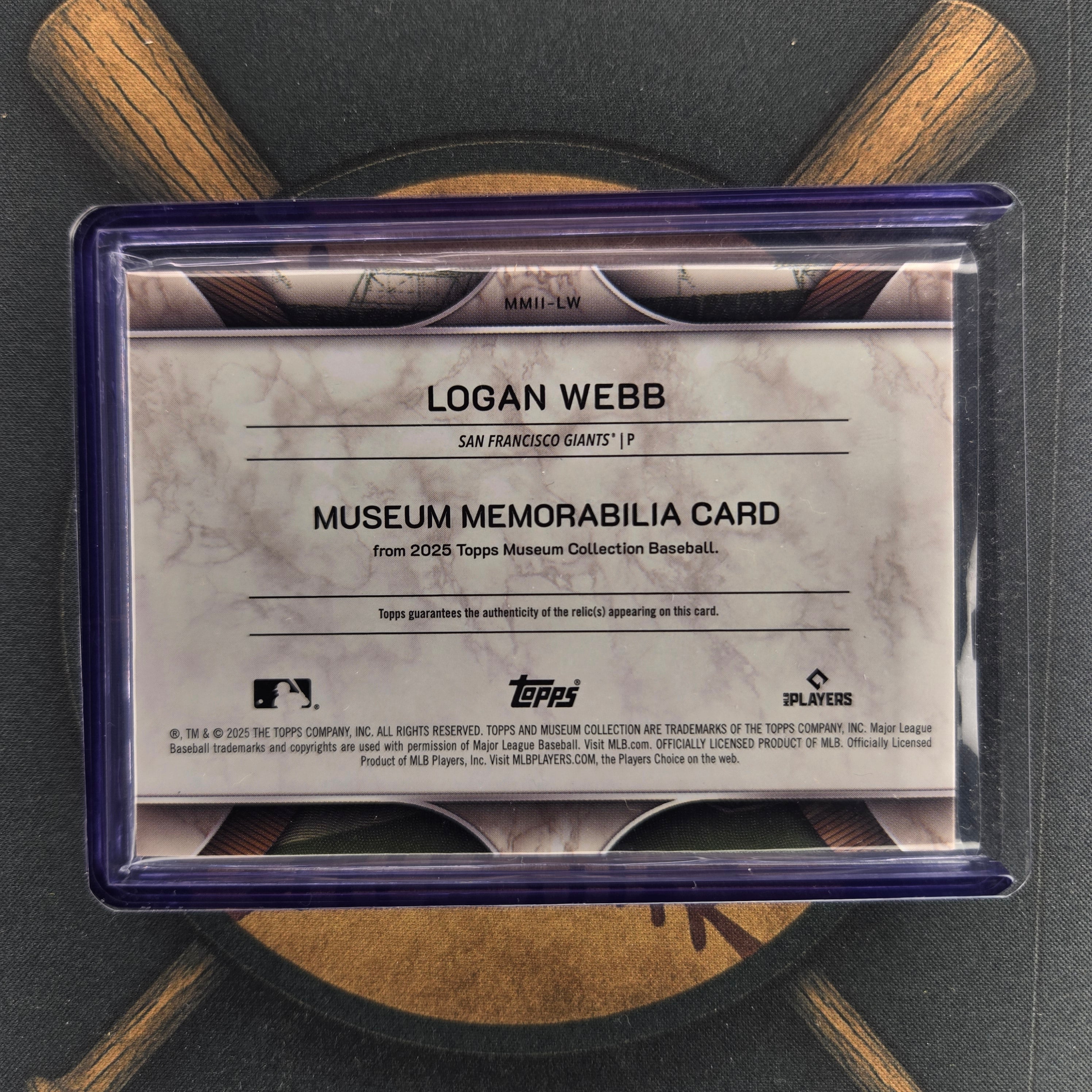 2025 Topps Museum Collection Logan Webb Logoman 1/1