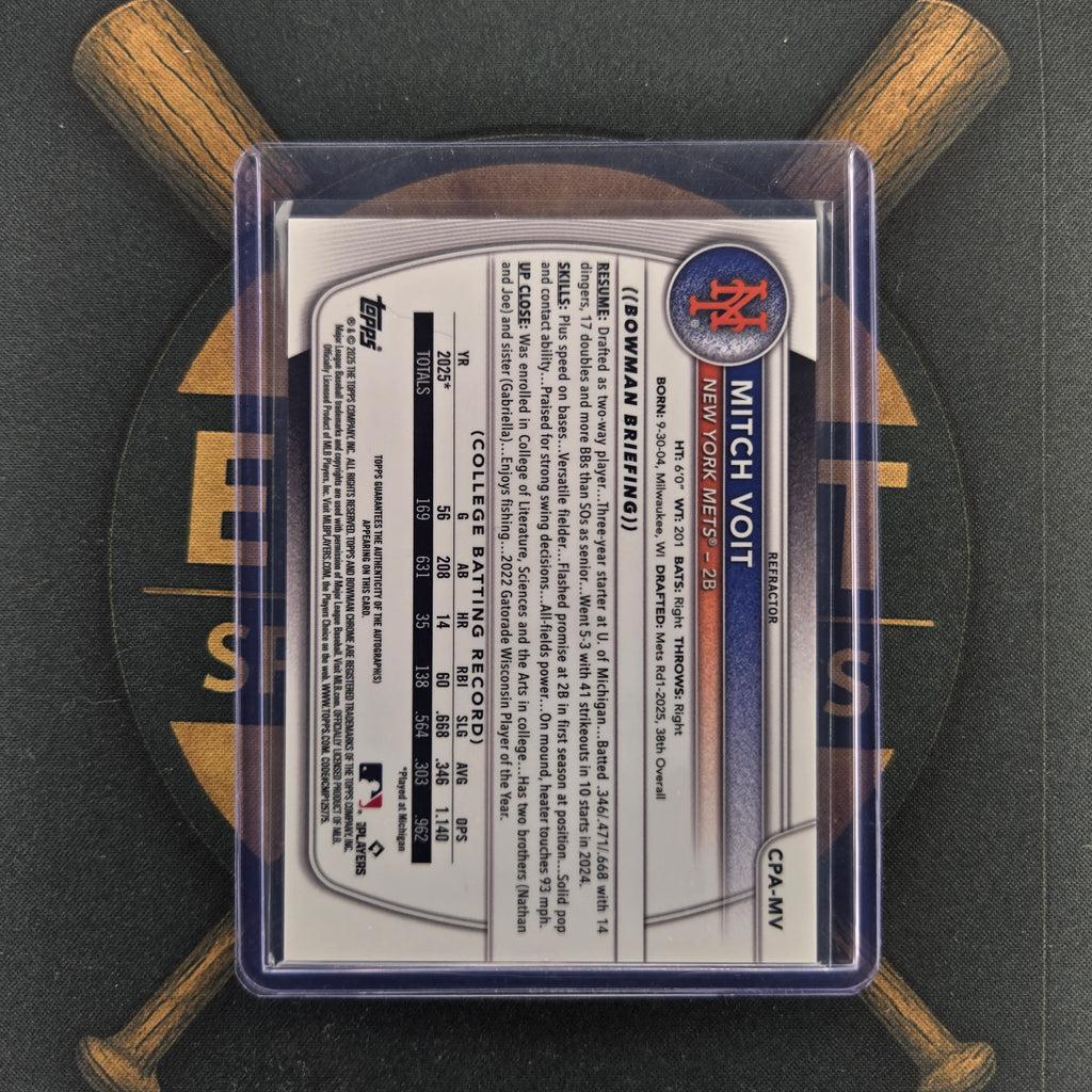 2025 Bowman Draft Mitch Voit Refractor Auto