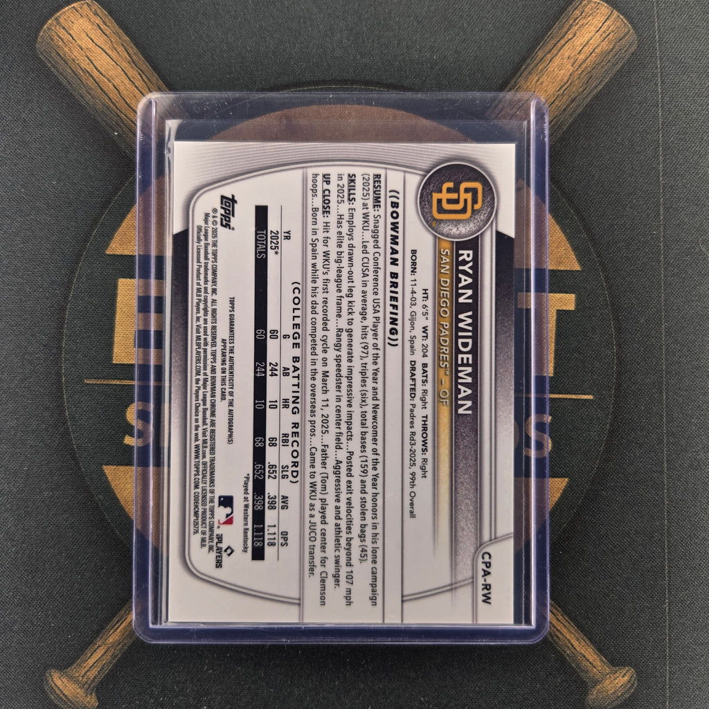 2025 Bowman Draft Ryan Wideman Auto
