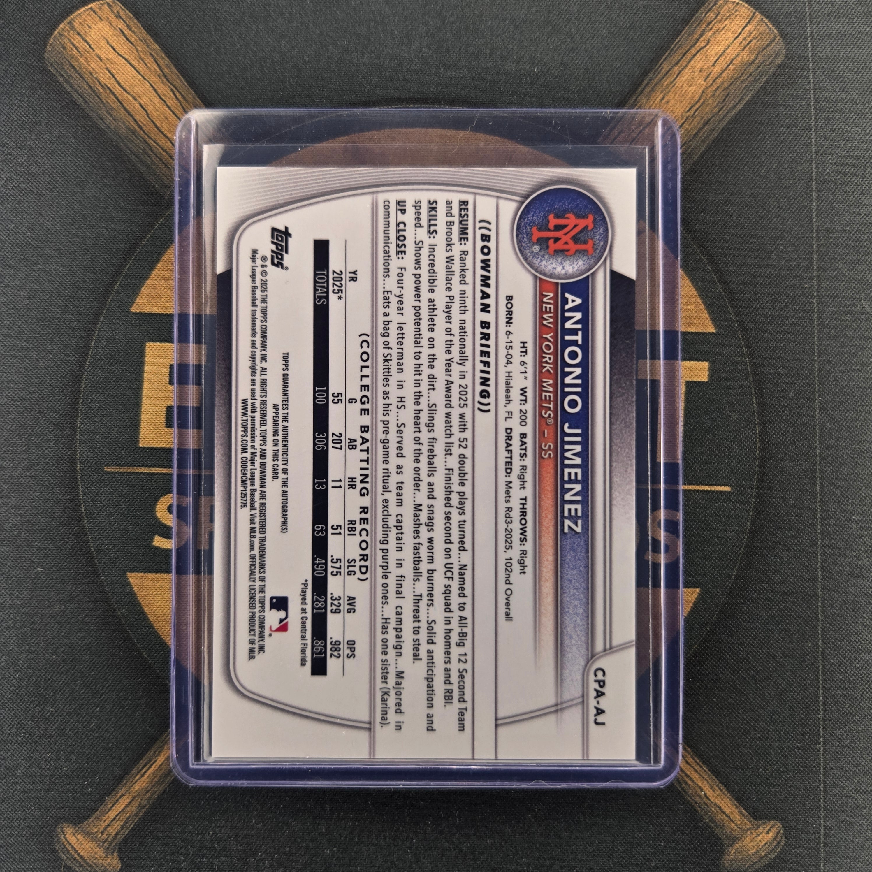 2025 Bowman Draft Antonio Jimenez Auto
