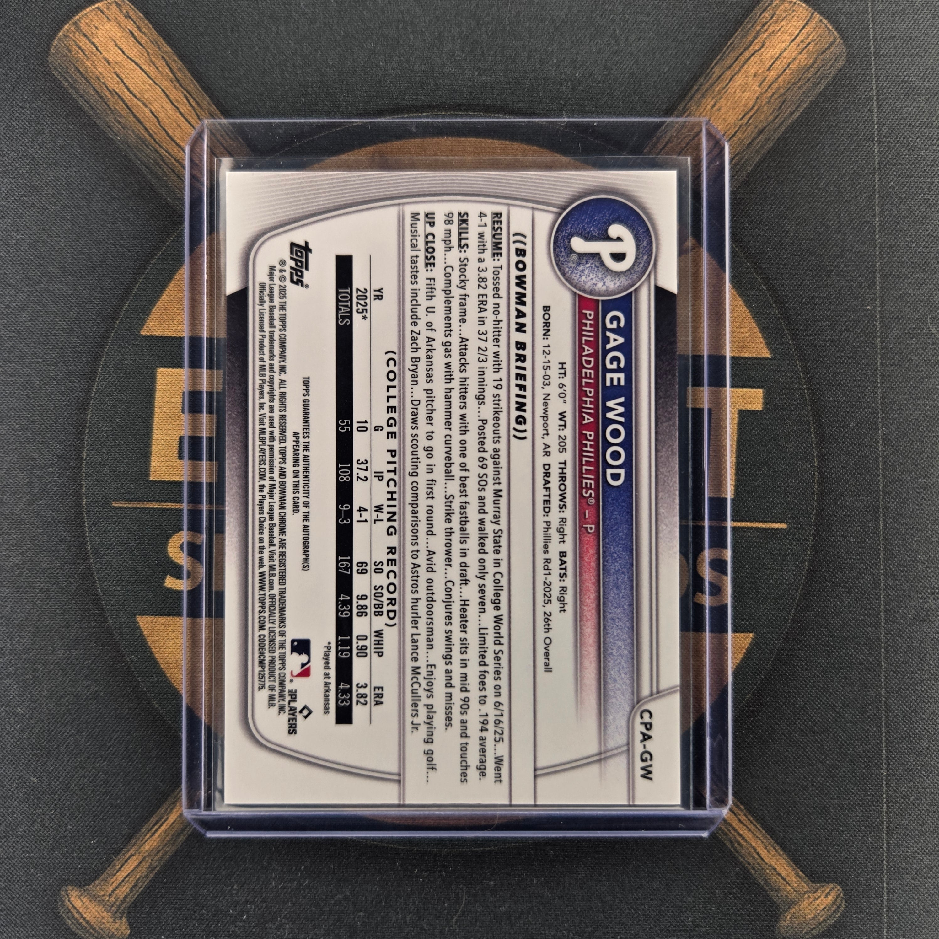 2025 Bowman Draft Gage Wood Auto