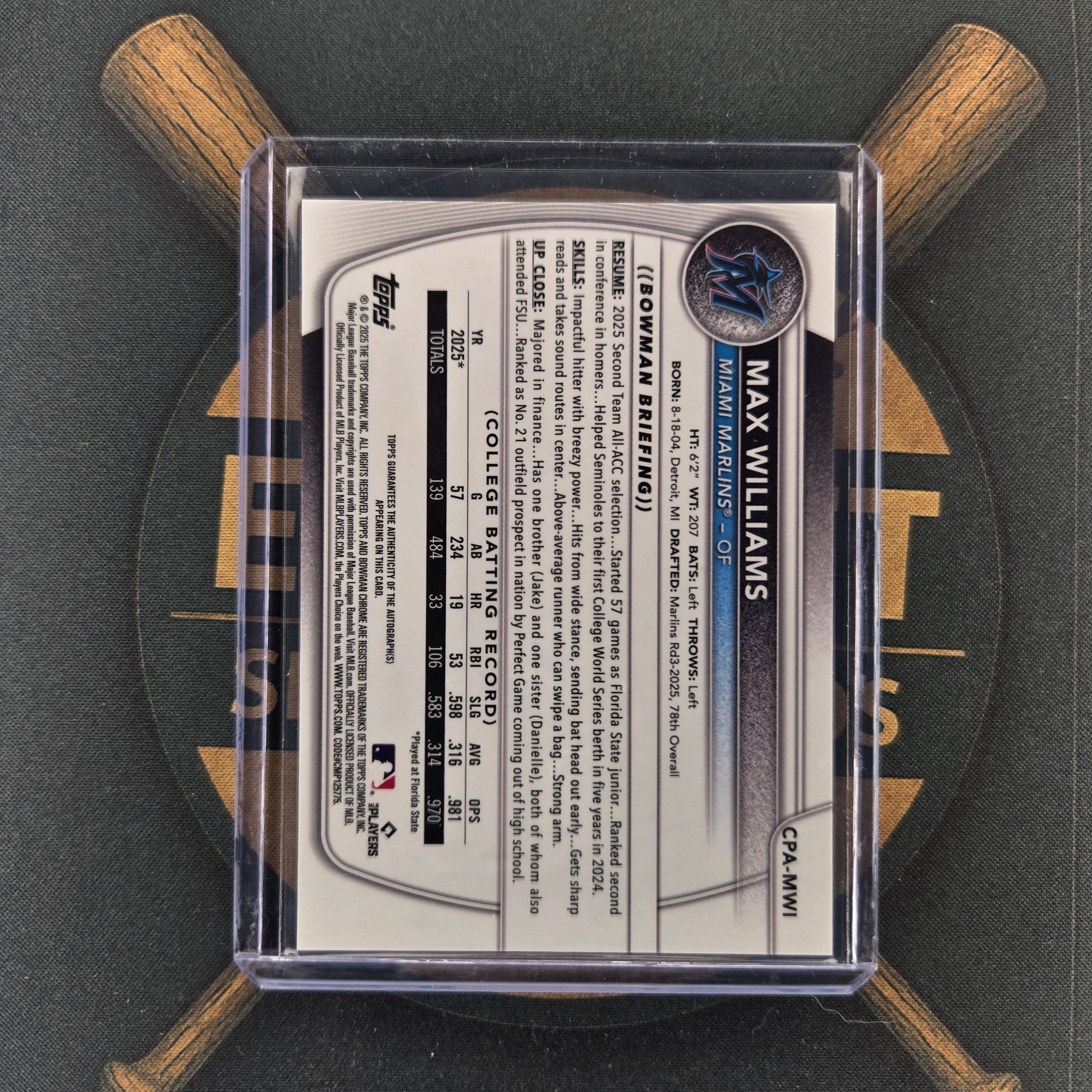 2025 Bowman Draft Max Williams Auto